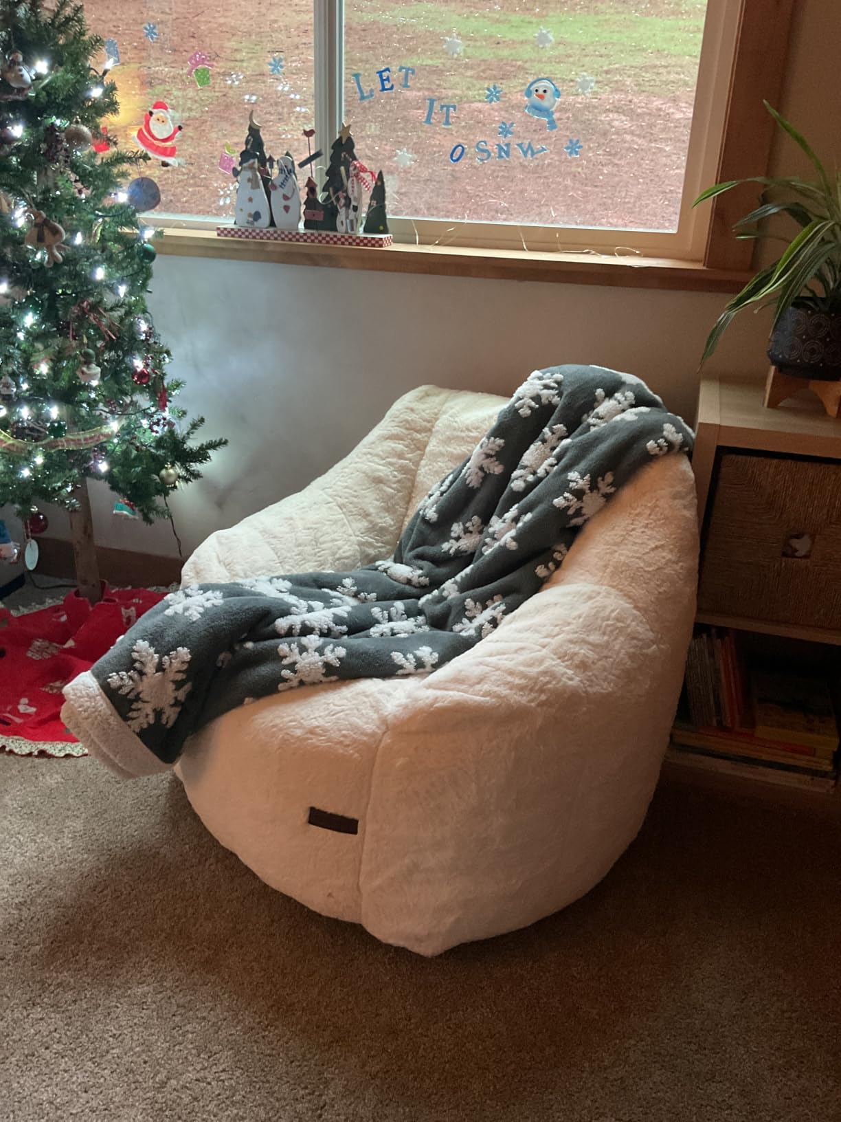 MAXYOYO Bean Bag Chair, Comfy Bean Bag Sofa with Back Support, Faux Fur Bean Bag Chair for Adults and Kids, Stuffed Floor Sofa for Living Room, Bedroom, Apartment, Beige customer photo 1