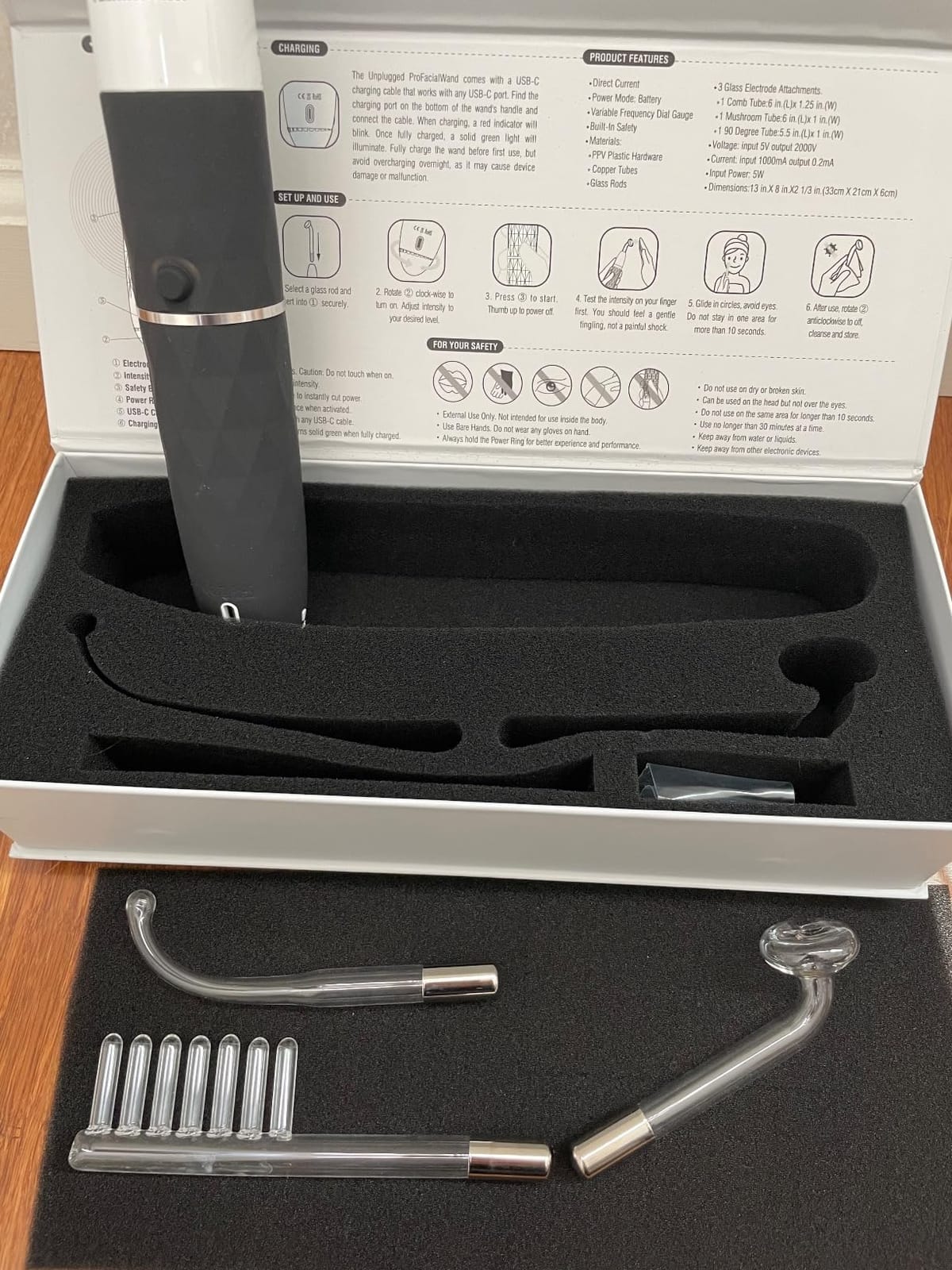 OxyGlow 2 Cordless High Frequency Facial Machine, ProFacialWand Clinical Skin Therapy Wand - Xenon Gas, 3 Glass Tube Attachments, 16 Intensity Levels, USB-C Charging, Portable Cordless Design customer photo 2