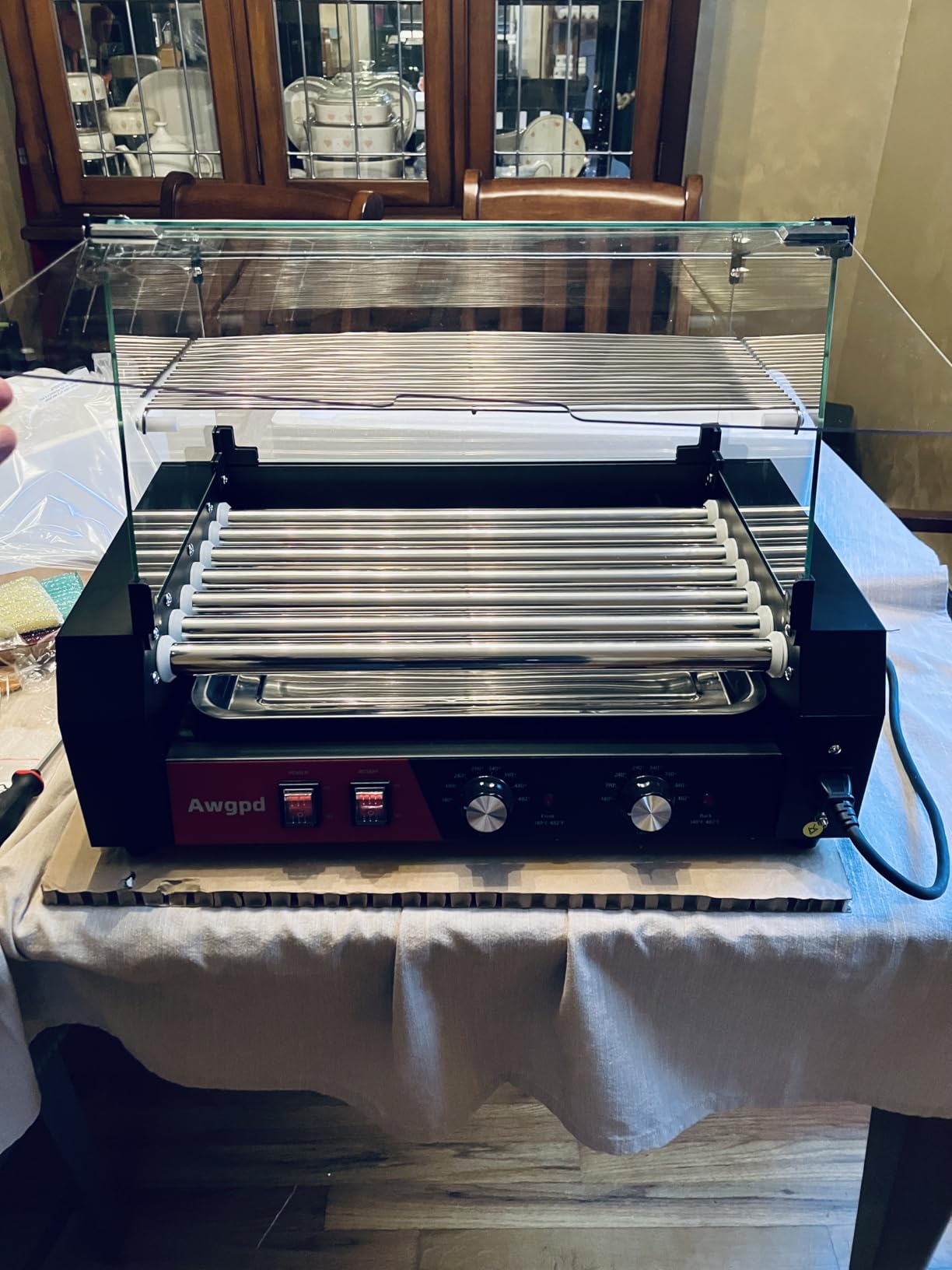 1650W Commercial Hot Dog Rollers Machine, 11 Rollers 30 Hotdog Roller Grill | Stainless Steel Hot Dog Machine With Dust Cover, Hot Dog Roller With Dual Temp Control Bun Warmer Shelf Removable Drip Tray customer photo 1