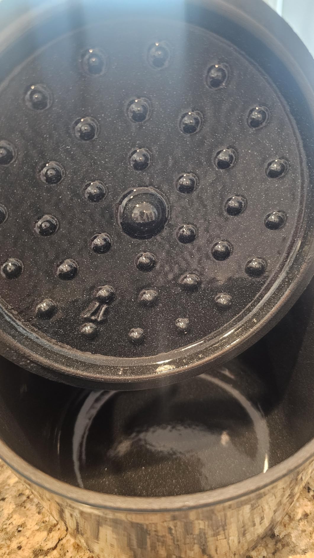 Flavehc Dutch Oven Pot with Lid 1.8 Qt Cast Iron Dutch Oven for Bread Baking, DarkCyan Enameled Cast Iron Rice Pot, Small Deep Dutch Oven for Rice, Beans & Side Dishes customer photo 2