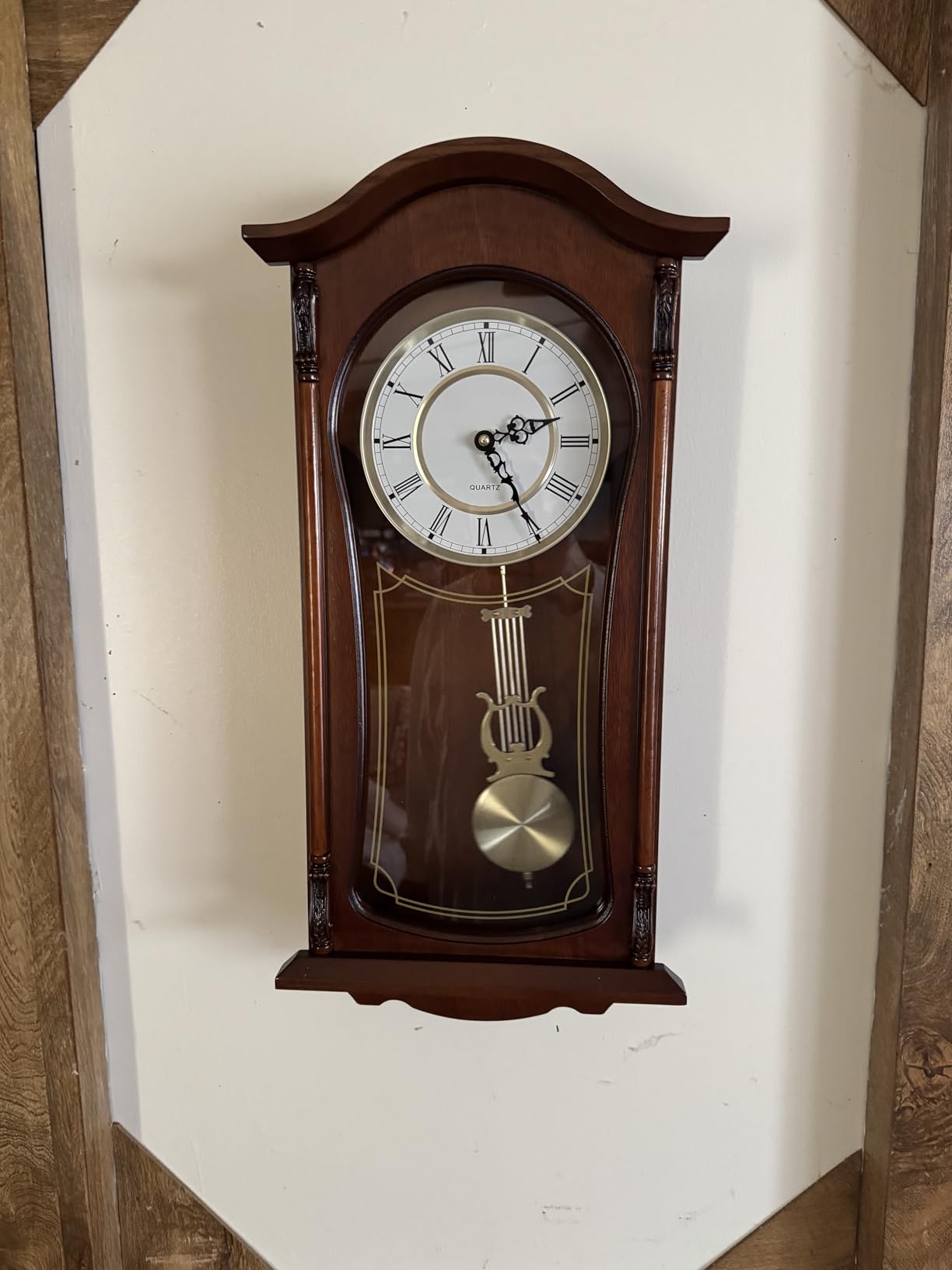 AYRELY 22IN Grandfather Vintage Wall Clock with Pendulum and Chime, Hour/Quarter-Hour Chime, Mahogany Wooden Frame, Large Vintage Wall Clock for Living Room, Home Decor Gift customer photo 1