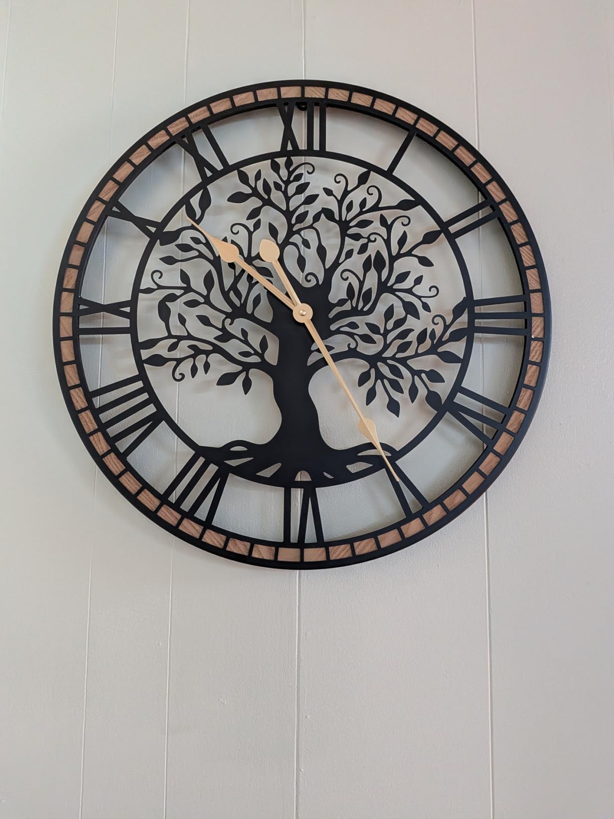 Micasso Large Wall Clock Decorative: 24 Inch Tree of Life Battery Operated | Modern Farmhouse Metal Wood Frame - Roman Numeral Clocks for Living Room/Home Office/Bedroom - Ideal for Home Renovations customer photo 1