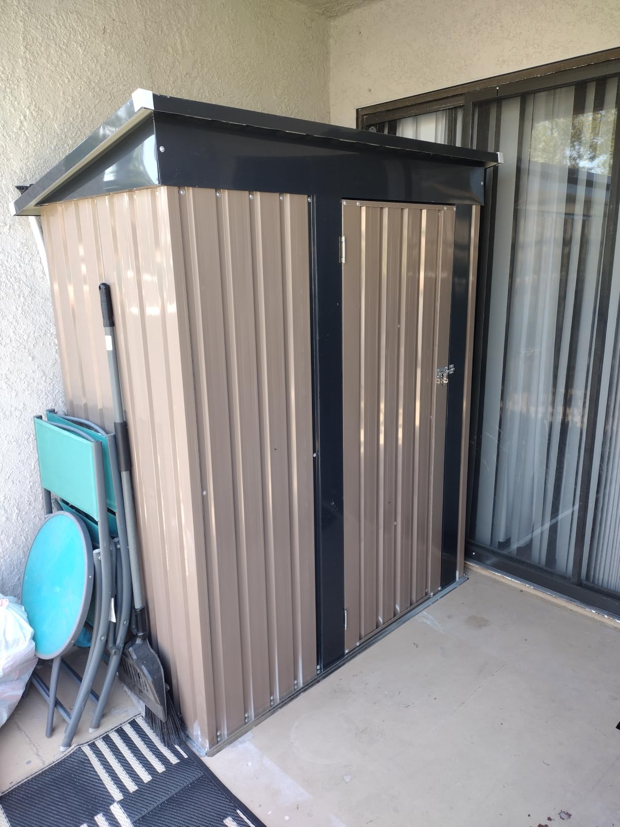 Patiowell 5x3 FT Outdoor Storage Shed, Garden Tool Shed with Sloping Roof and Lockable Door, Metal Shed for Backyard Garden Patio Lawn, Gray customer photo 2