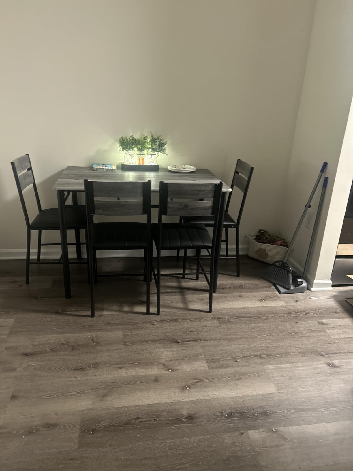 IRONCK Dining Table Set for 4, Rustic Brown | Wood Kitchen Table with Upholstered Chairs for Kitchen Room and Small Spaces customer photo 1