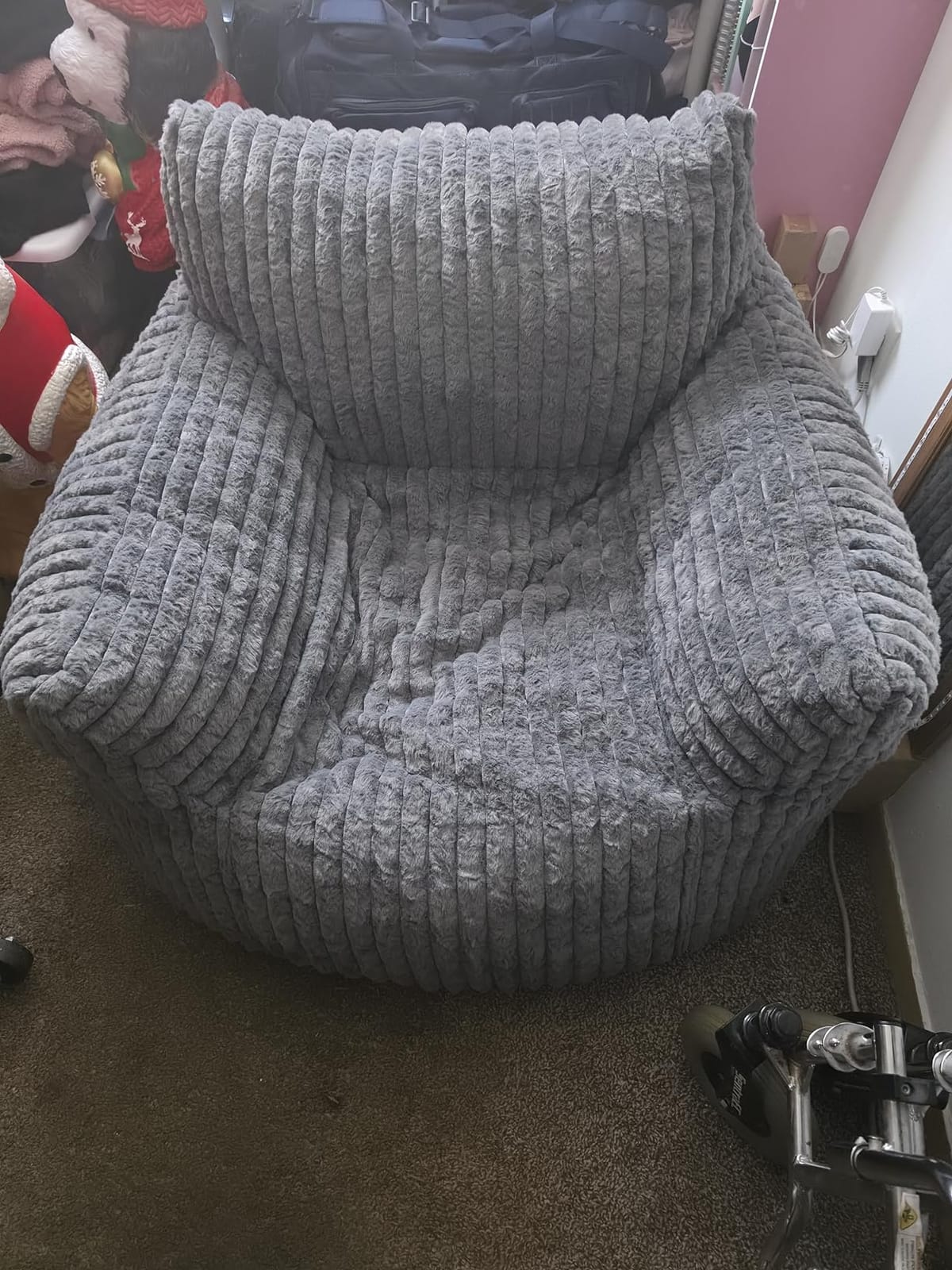 Giant Plush Bean Bag Chair for Adults with Armrests - Oversized Comfy Beige Beanbag Lounge Lazy Floor Sofa Accent Chair for Living Room, Bedroom & Dorm, Cozy Fluffy Single Cloud Mini Couch customer photo 1
