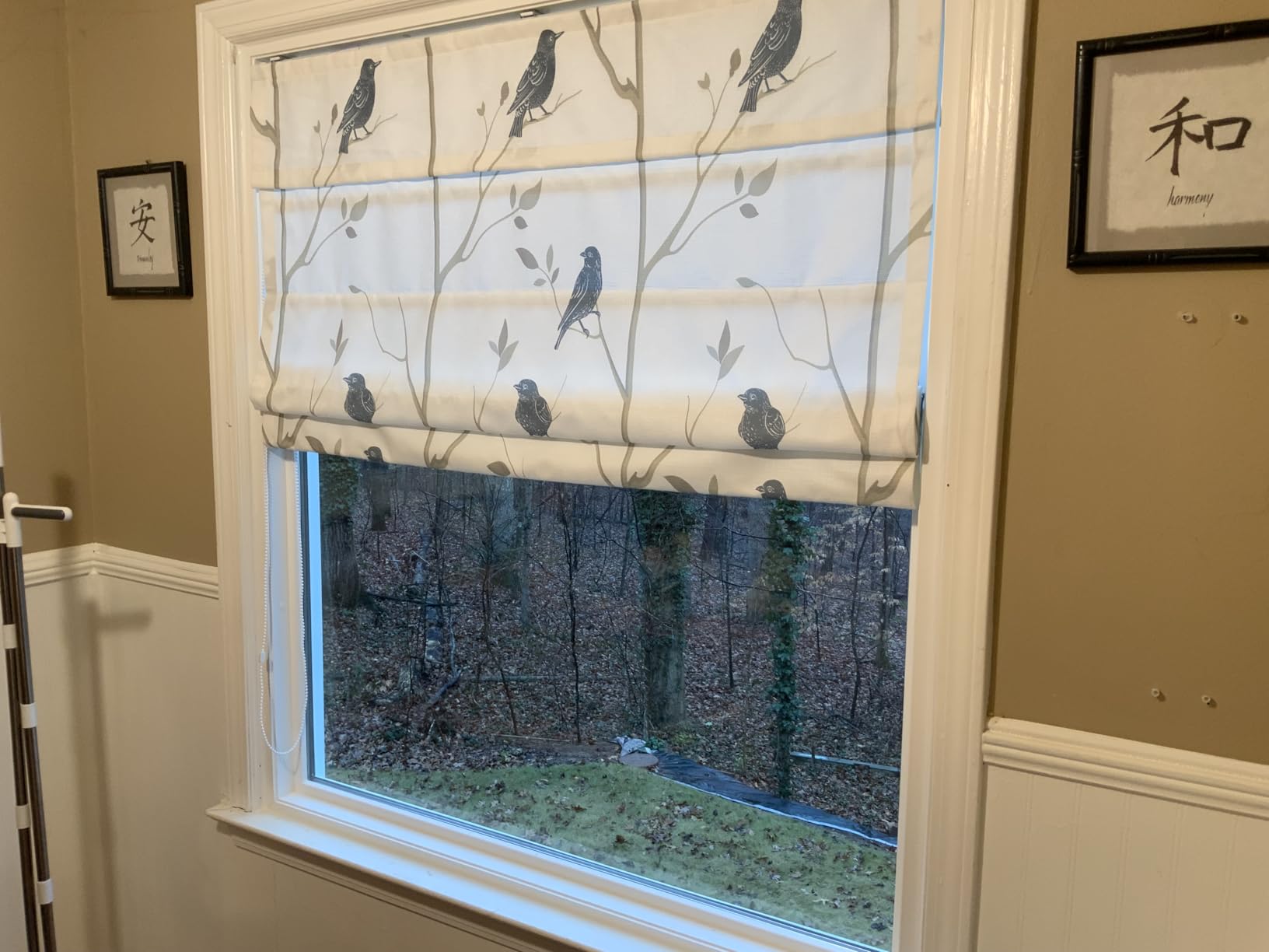 Cordless Bamboo Roman Shades for Windows with Borders, Natural Woven Wood Shades with 6 Inches High Valance, Custom Light Filtering Room Darkening Window Blinds for Doors, Windows, Natural Color customer photo 1