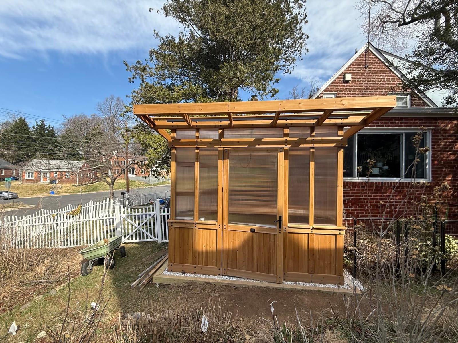 Backyard Discovery Poppy 11' x 7' Cedar Wood and Polycarbonate Walk-In Greenhouse Kit with Exhaust Fan, Windows, Hose Hook-Ups, PowerPort, Staging Shelves, Plant Hooks for Year-Round Outdoor Gardening customer photo 1