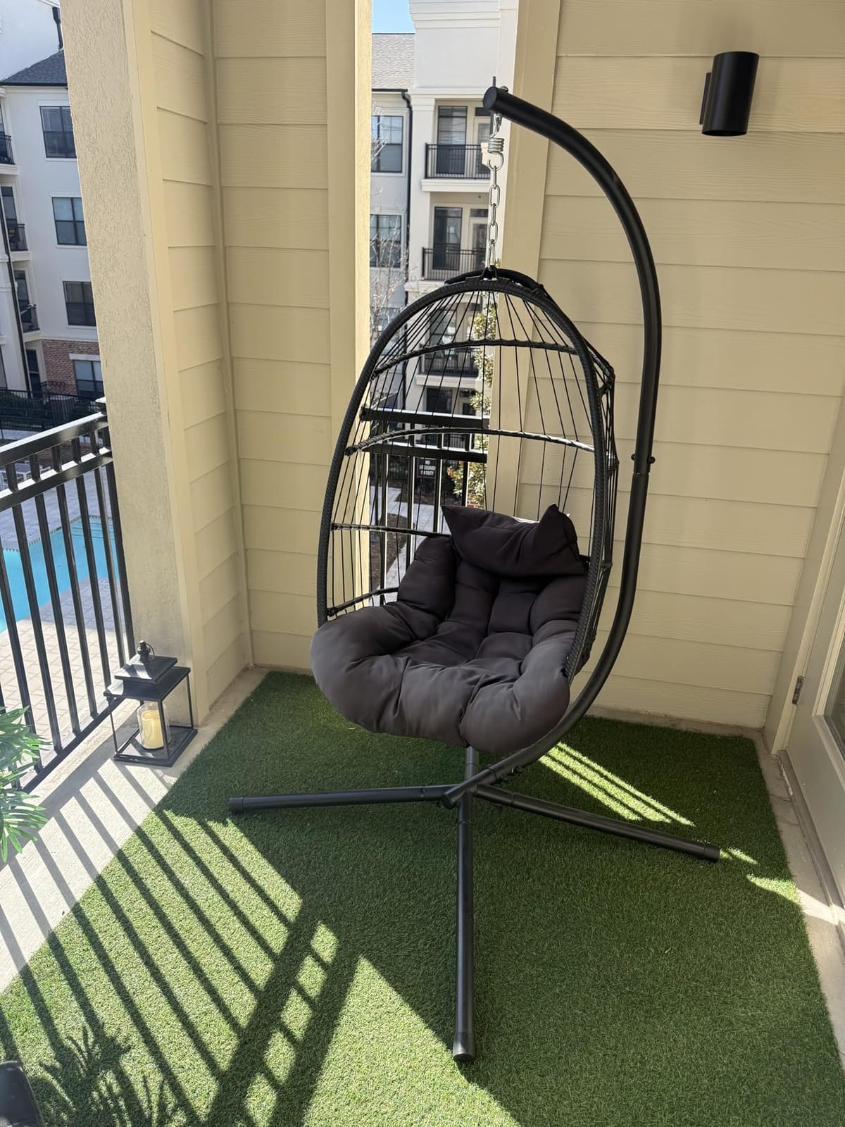 CHABATREE Egg Chair with Stand,Patio Rattan Wicker Hanging Swing Egg Chair Hammock Chair for Bedroom Porch Garden,Thickened Aluminum Alloy Steel Frame and UV Resistant Cushion,350LBS Capacity customer photo 1