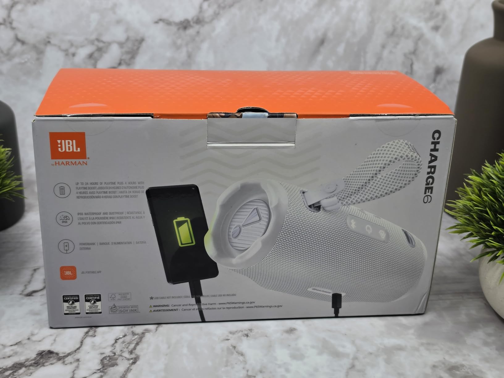 JBL Charge 6 Portable Bluetooth Speaker, Waterproof, Drop-Proof - Black, Long Battery Life Up To 28 Hours, Quick Charging, Built-In Powerbank customer photo 1