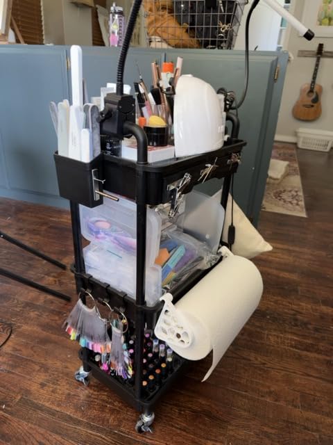 Goovilla 3 Tier Rolling Utility Cart Organizer with Removable Drawer, Black | Stable and Sturdy Rolling Storage Carts with 2 Lockable Wheels for Bathroom, Kitchen, Snack, Craft, Makeup, Baby Essentials customer photo 2