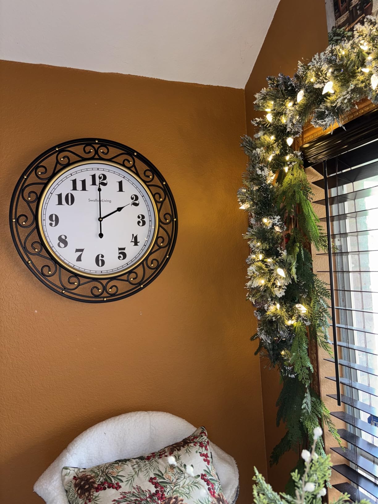 SwallowLiving 24 Inch Vintage Iron Metal Frame Wall Clock Silent, Battery Operated, Elegant Retro Decor for Living Room, Kitchen, Office, Dining Room, and Bedroom customer photo 1