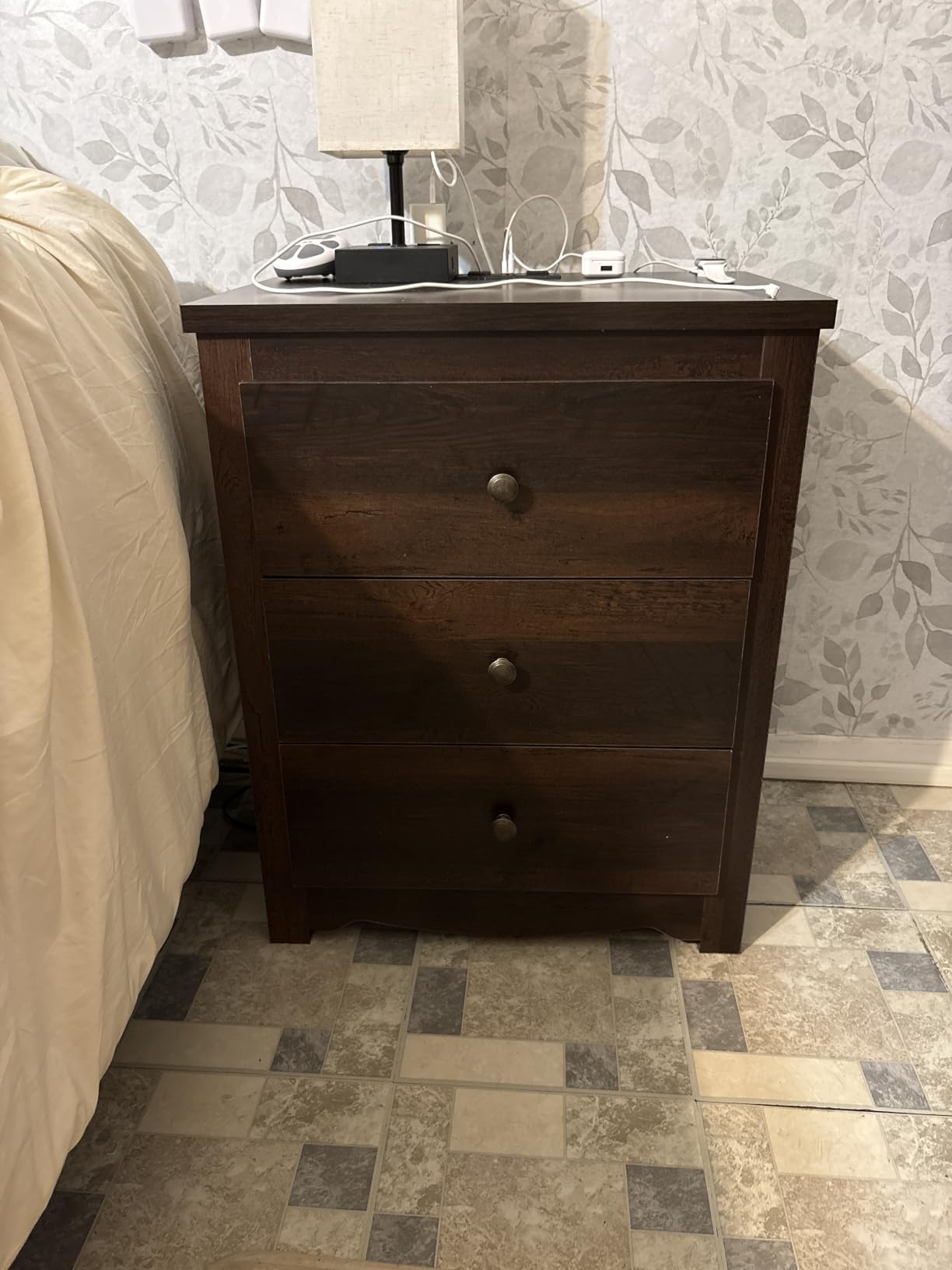 WLIVE Tall Nightstand with Charging Station, Wood Night Stand with 3 Drawers Storage, Bedside Table End Side Tables with 2 USB Ports and Outlets for Bedroom, Closet, Espresso customer photo 2