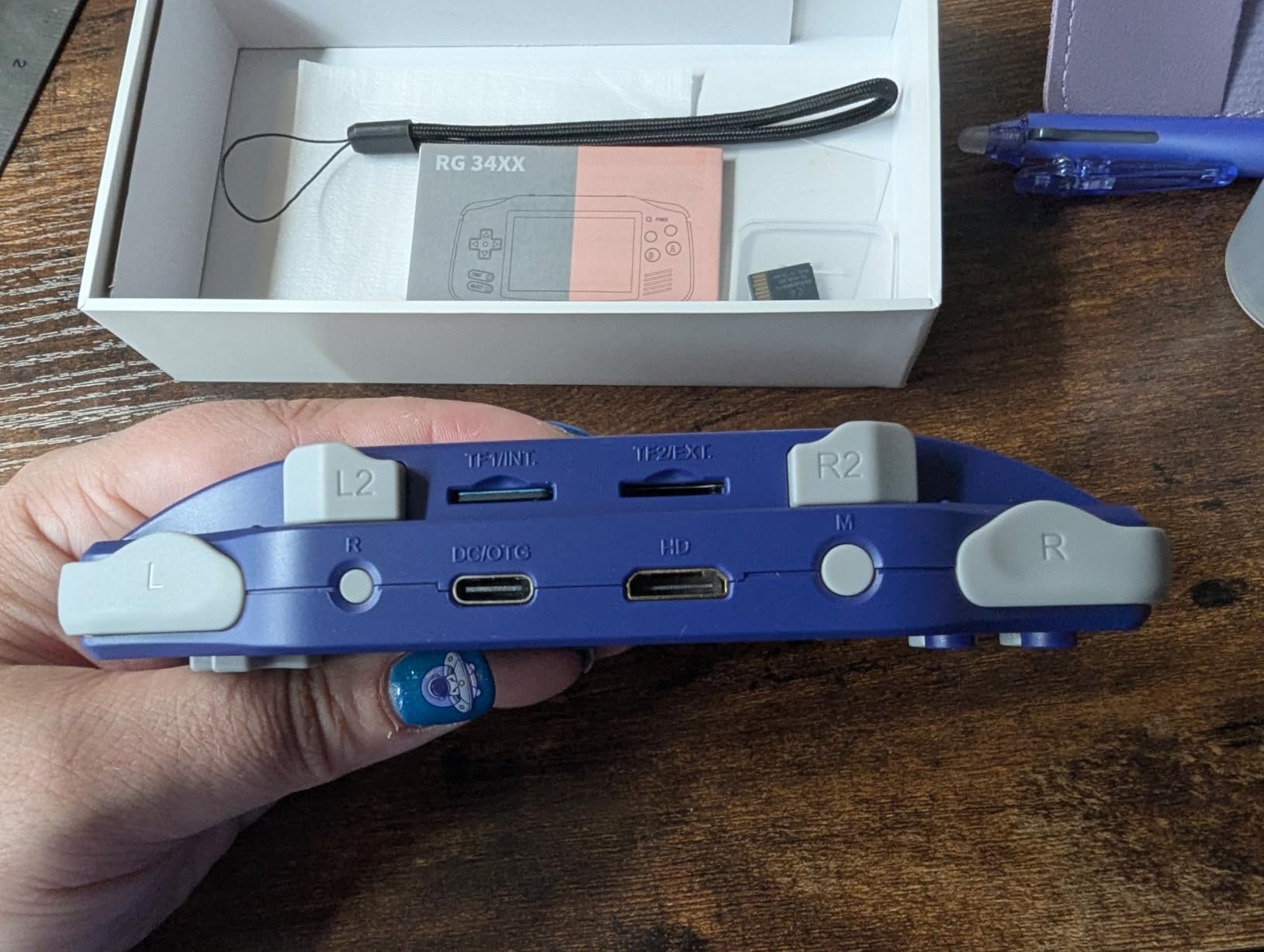 RG 34XX Retro Handheld Game Console Linux 64-bit 3.4 inch IPS Screen 64G Card RG 34XX Portable Gaming Console 5000+ Preloaded Games 3500mAh Battery Compatible with WiFi HDMI Bluetooth Indigo customer photo 2