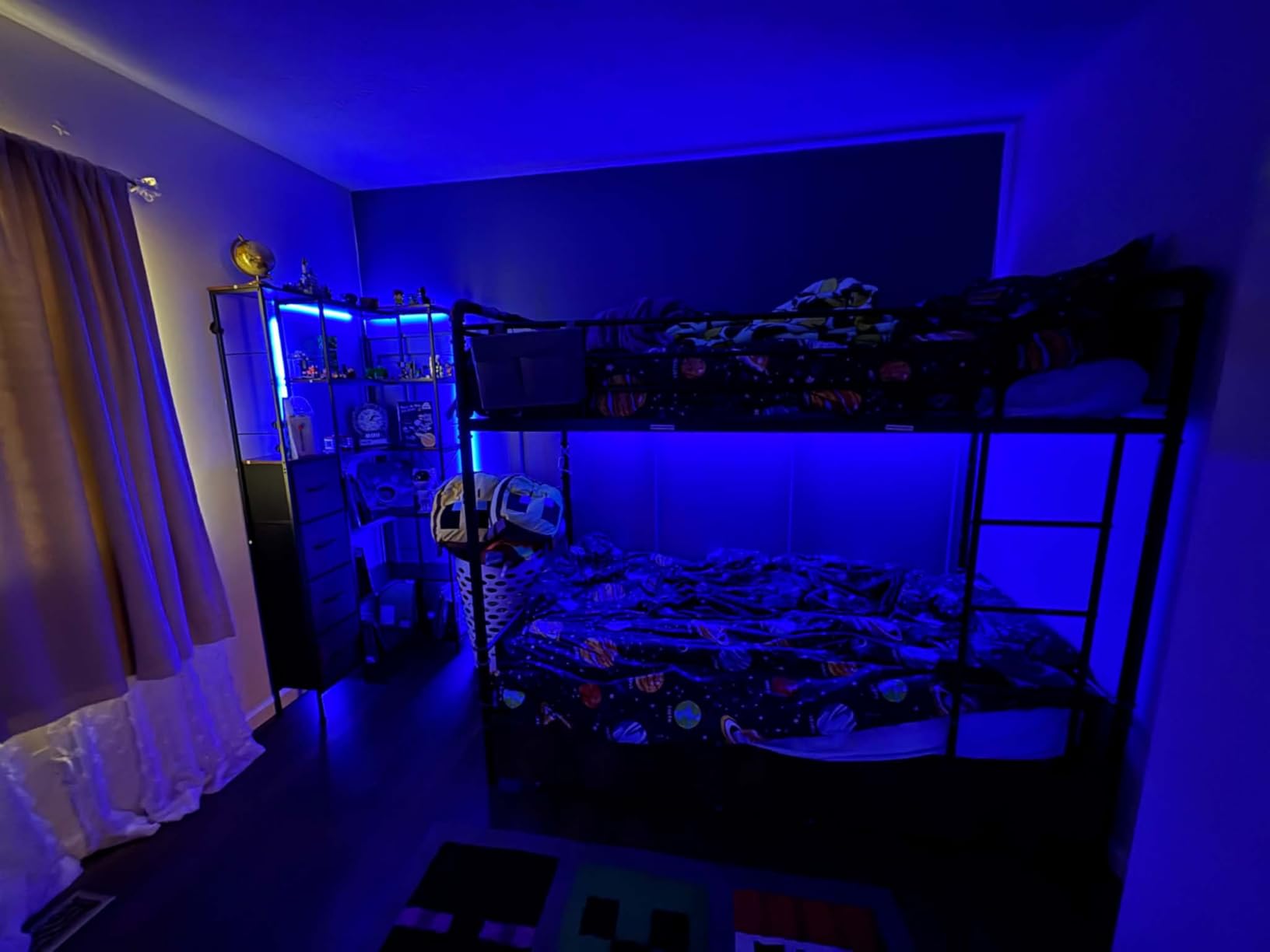 Jocoevol Metal LED Bunk Bed Twin Over Twin with 2 Storage Drawers, USB Charging Station, Vintage Brown customer photo 2