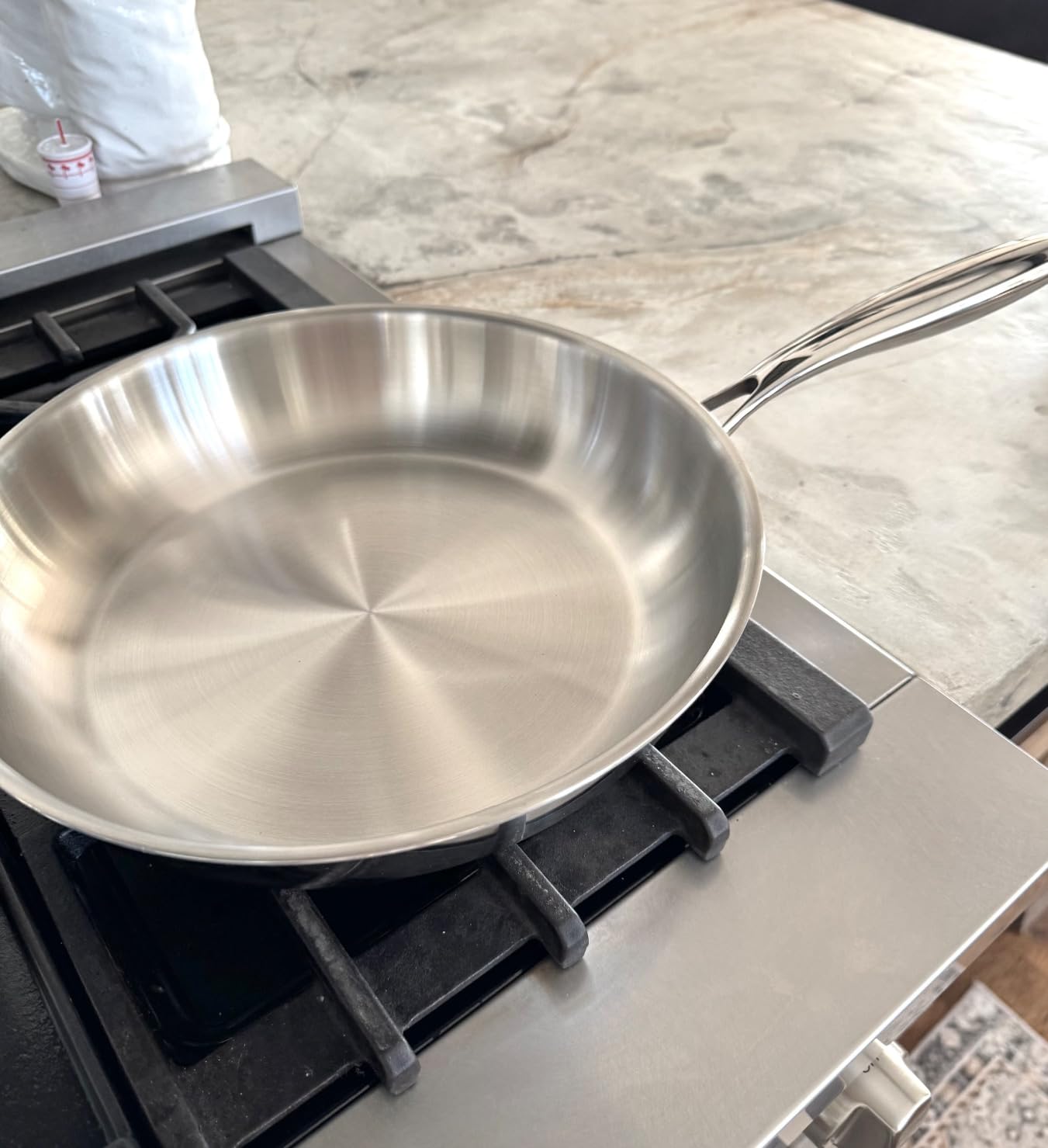 EWFEN 12 Inch Tri-Ply Stainless Steel Frying Pan, Compatible with All Cooktops Up to 600℉, Large Frying Pan Induction-Ready Skillet, Dishwasher and Oven Safe, Even Heat, 12