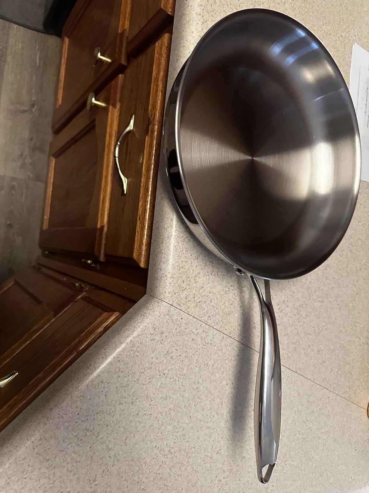 EWFEN 12 Inch Tri-Ply Stainless Steel Frying Pan, Compatible with All Cooktops Up to 600℉, Large Frying Pan Induction-Ready Skillet, Dishwasher and Oven Safe, Even Heat, 12