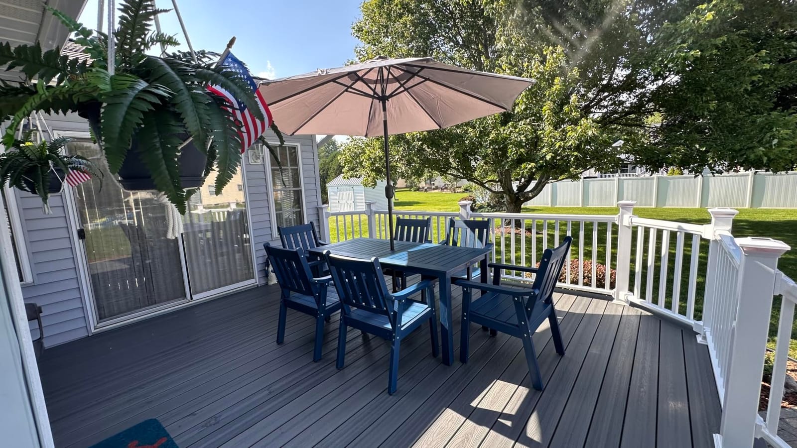 YEFU 7-Piece Patio Table Set, All-Weather HIPS, Metal Aluminum Frame, Teak | Outdoor Table and Chairs Dining Furniture Set with Umbrella Hole, Modern Plastic Dining Sets 6 Person for Outside Deck customer photo 2
