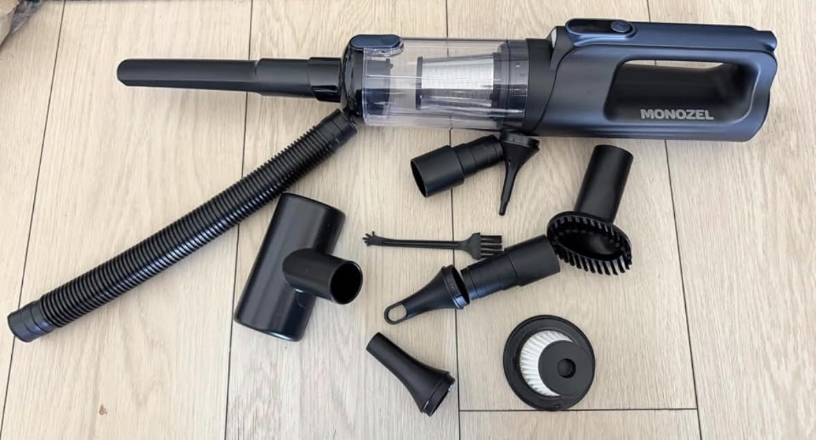 MONOZEL Car Vacuum Portable Cordless, 18000Pa 2 in 1 Vacuum Cleaner & Air Duster, 130W Brushless Motor Handheld Vacuum Cordless with 7800mAh Battery, LED Light, Multi-Nozzles for Car, Home, Office, Pet customer photo 1