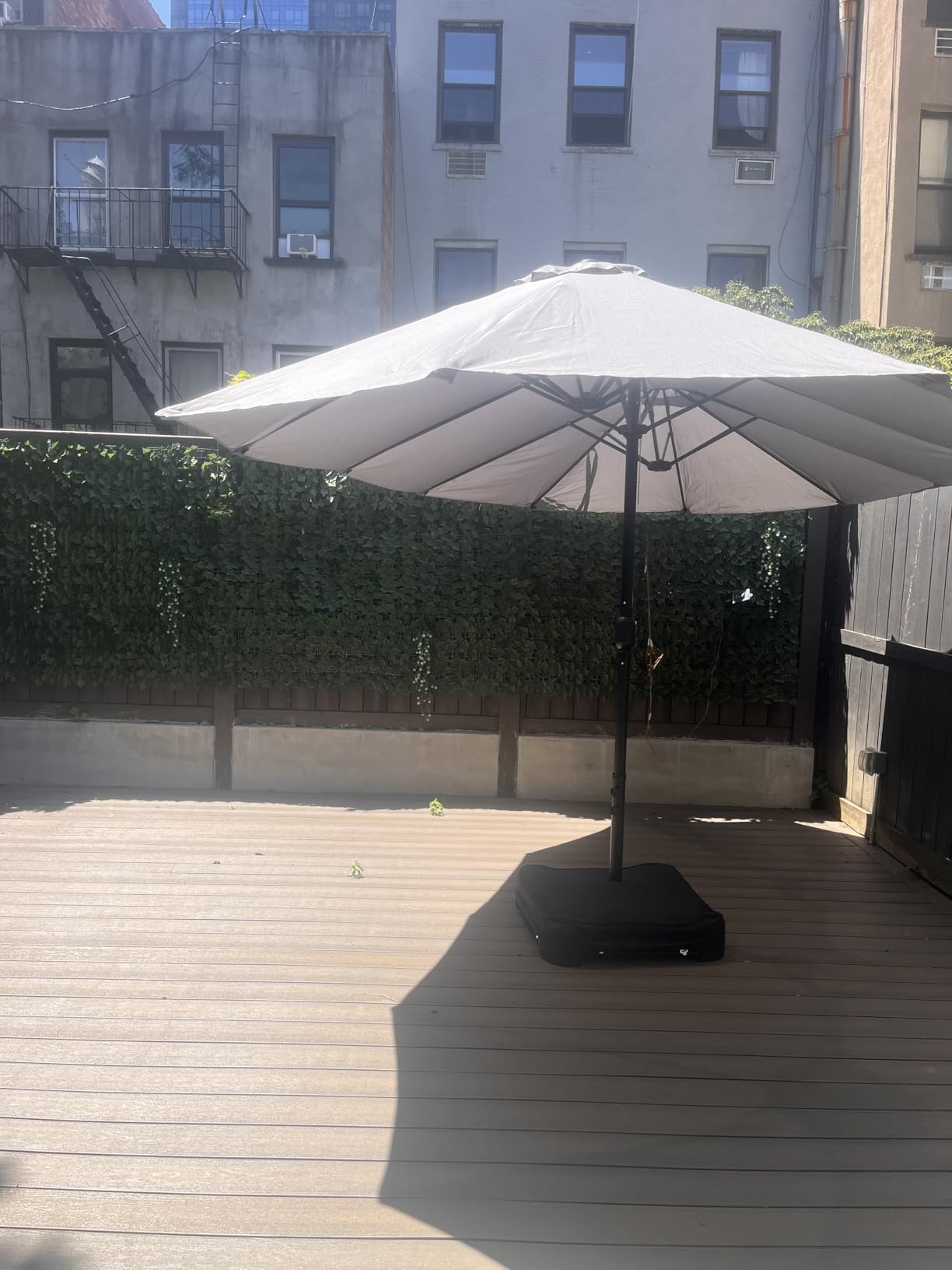 DomeShade 15ft Patio Umbrella with Base, Large Outdoor Double-Sided Rectangle Umbrella with Crank Handle, Market Umbrella for Poolside Garden Deck Backyard Beach Pools, Gray customer photo 1