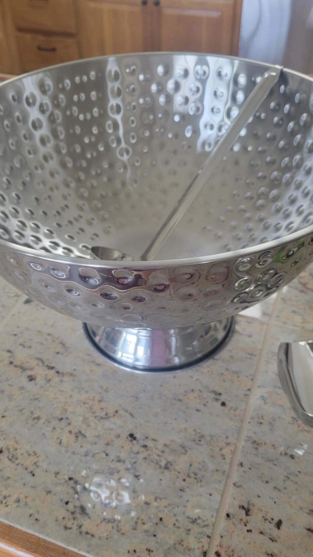 Large Ice Bucket for Parties & Punch Bowl Set, 12L, Hammered | Check size: 15.7 in W x 9.8 in H; 3 gal food-grade 304 stainless steel champagne bucket with ladle, tongs and 6 oz scoop customer photo 1