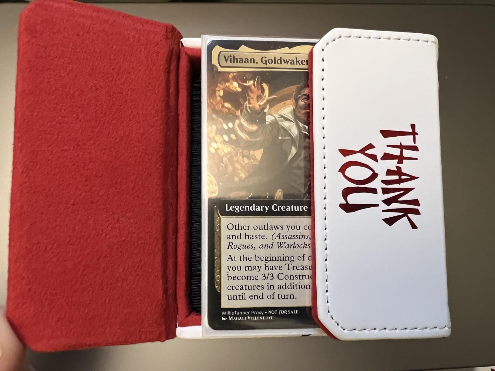 SleeveChief - ORIGINAL China To Go! fits 100 double Sleeved Cards | Original design, vegan leather & Holo Design | MTG commander deck box & for ALL other trading card games customer photo 1