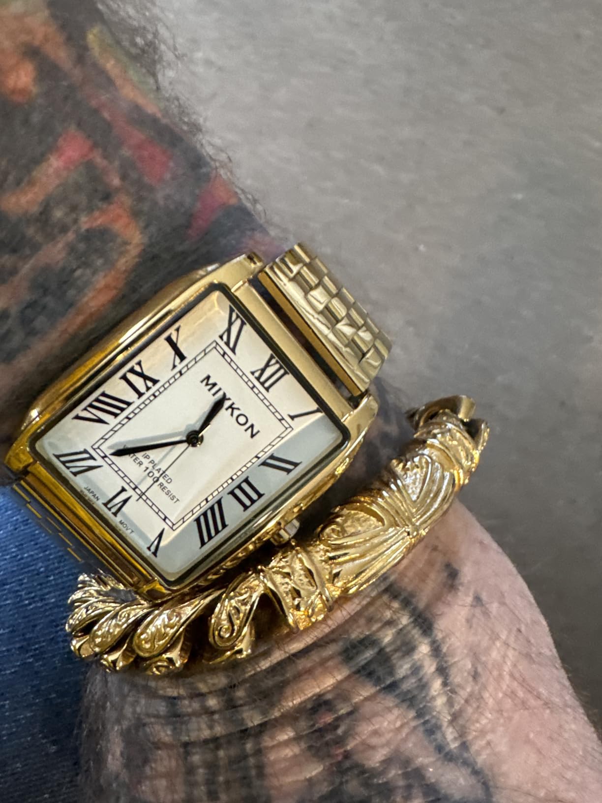 Men Vintage Tank Dress Watch, Genuine Leather Strap, Water Resistant customer photo 2