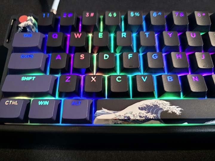 HITIME x XVX 60% Percent Keyboard with Strap, H61 Wired Aluminum Gaming Keyboard, Hot Swappable, Kanagawa Anime PBT Keycaps, RGB Backlit, Cherry Profile, Sound Absorbing Pads, Creamy Linear Switch customer photo 2