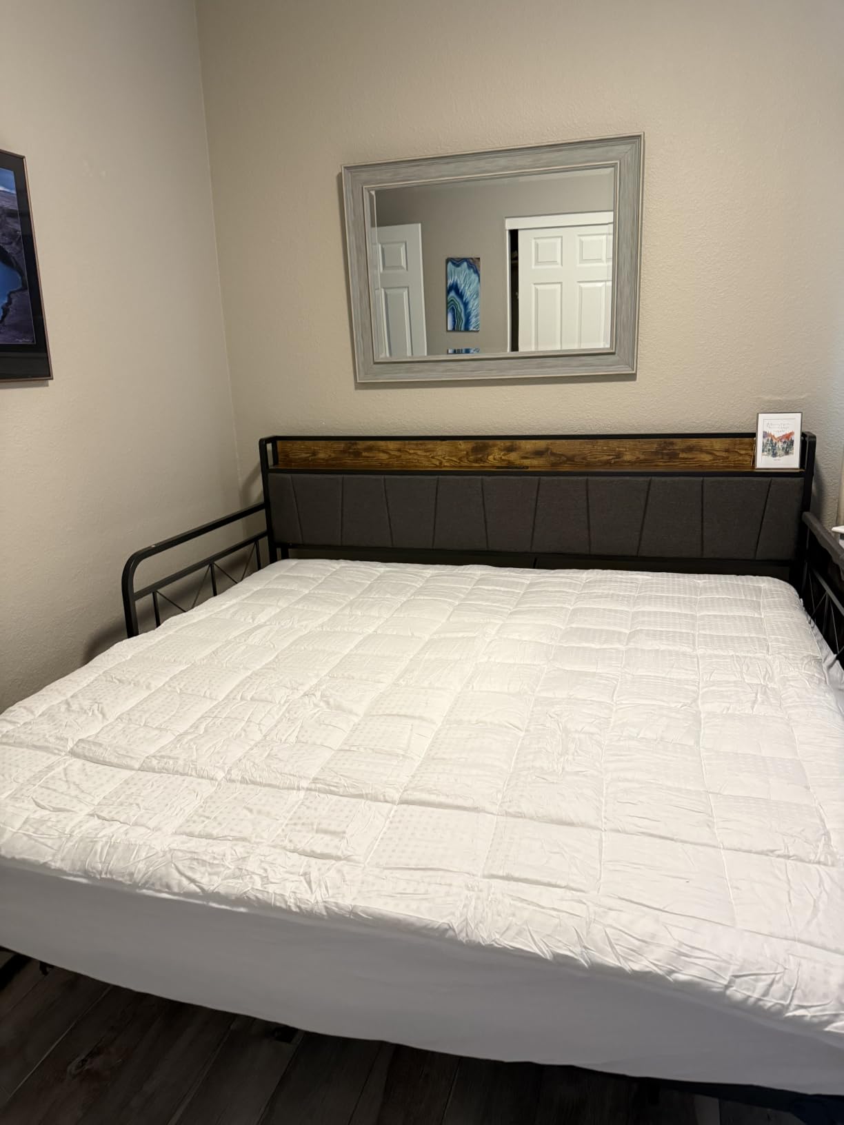 LIKIMIO Twin Daybed, Day Bed with Trundle, Storage Upholstered Headboard and Charging Station, Trundle Bed with Strong Supports for Living Room, Bedroom, and Guest Room, Grey customer photo 2