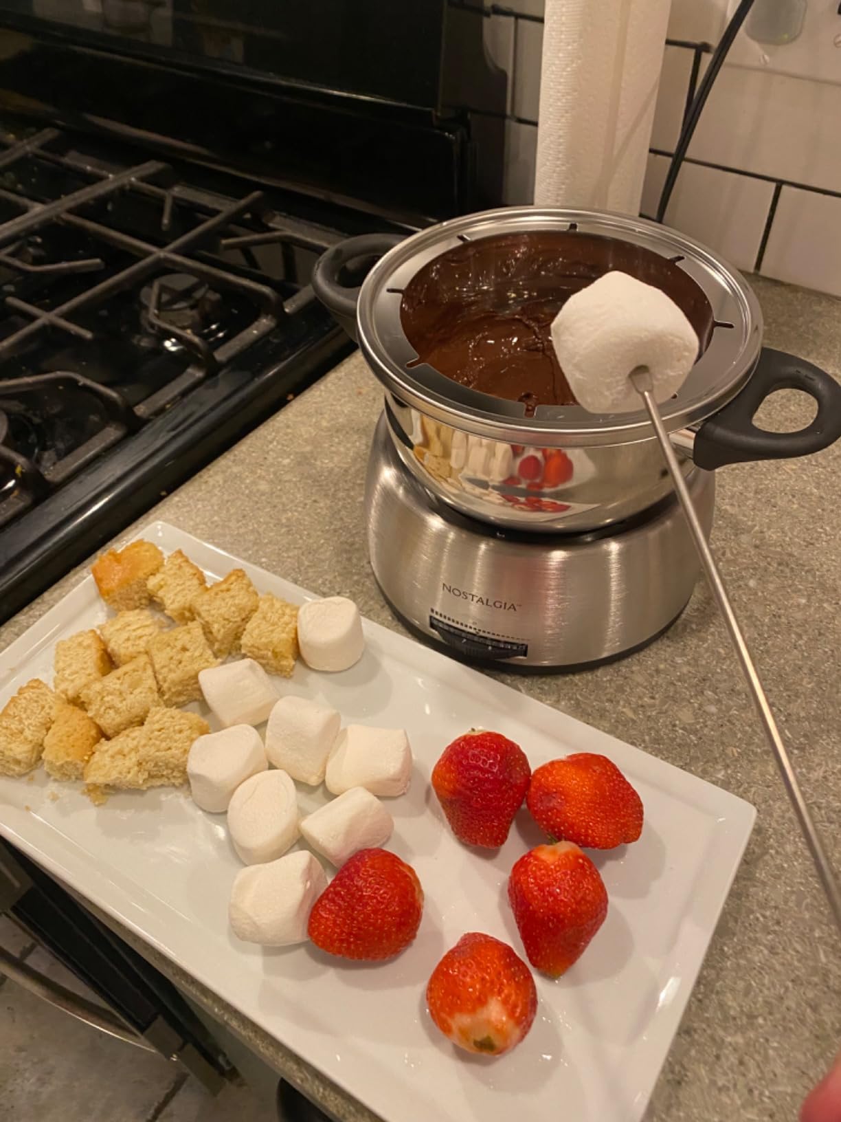 Nostalgia 8-Cup Electric Fondue Pot Set for Cheese & Chocolate - 8 Color-Coded Forks, Temperature Control - Kitchen Gadgets and Appliances for Hors d'Oeuvres and More - Stainless Steel customer photo 2