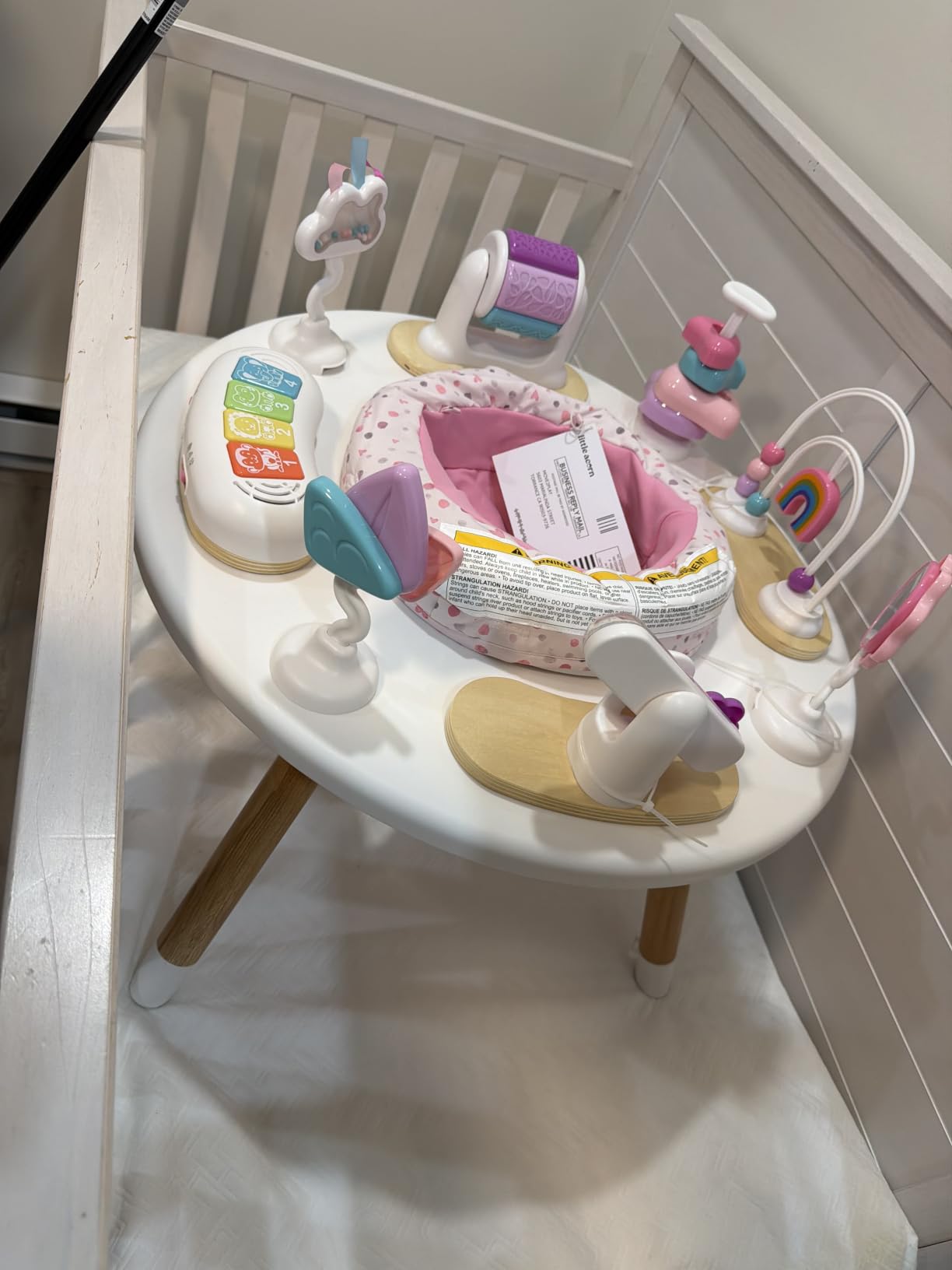 Little Acorn, 4-in-1 Baby Activity Center | Montessori-Inspired Design | 8 Interactive Toys | Tummy Time, Exersaucer & Toddler Table | Shower Gift | Essential (Sun) customer photo 1