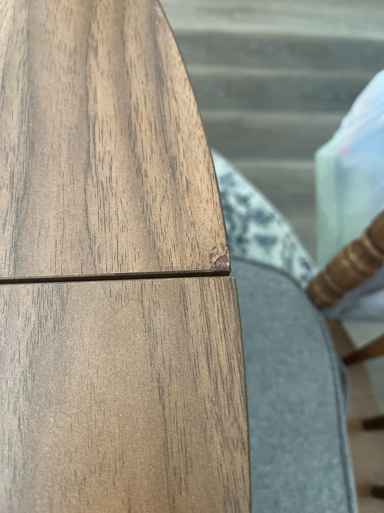 43.3in-59in Extendable Round Dining Table for 4-8,Modern Kitchen Oval Dining Table with Removable Leaves Space Saving,Wood Base with Storage Shelf for Kitchen Living Room (Walnut) customer photo 1