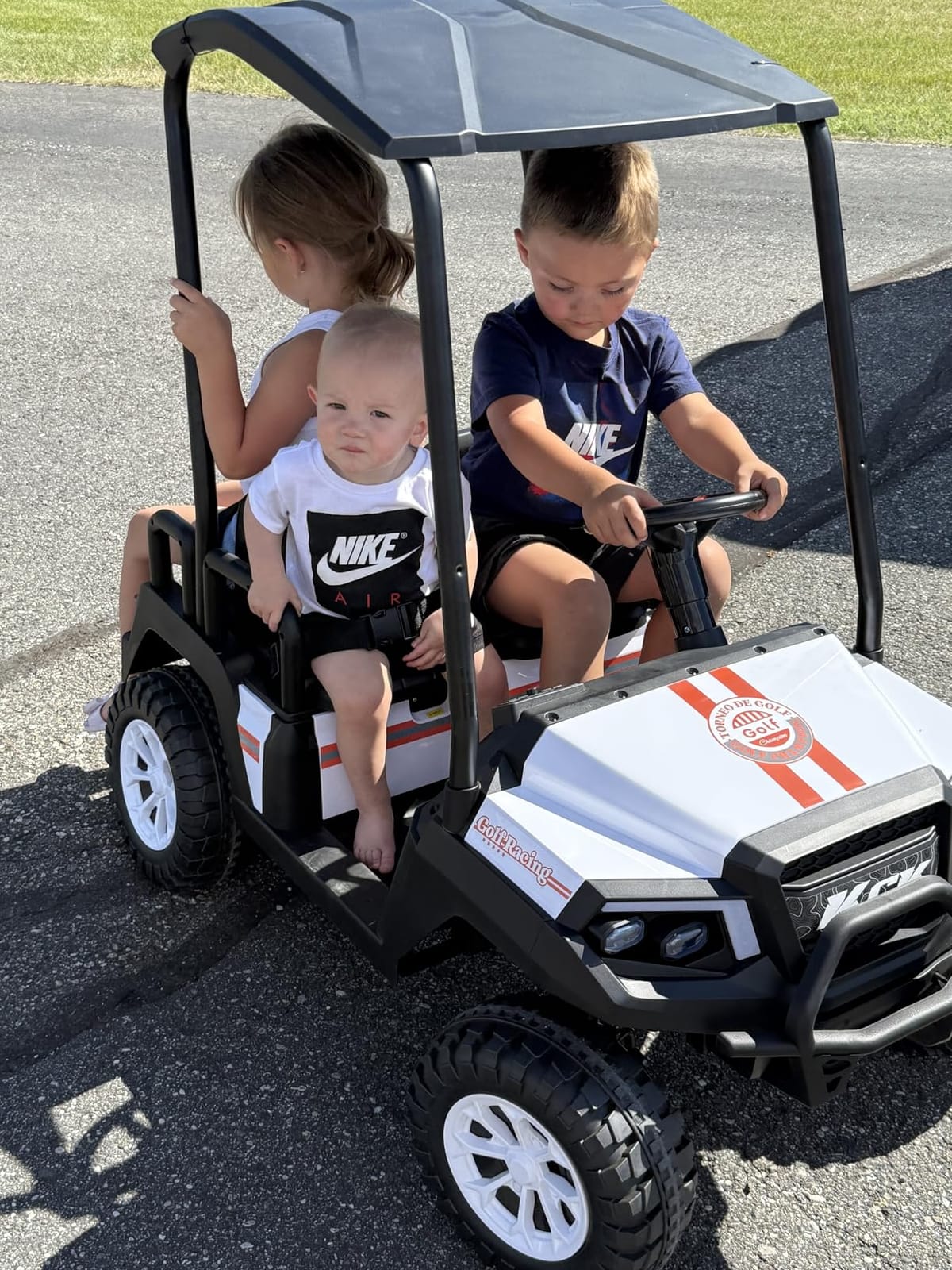 LIGIANT 24V Ride on Car for Big Kids, 4-Seaters Kids Golf Cart | Max. Cap: 264 Lbs(4 Kids), 4WD Kid's Car w/Remote Control, Detachable Awning, Spring Suspension, Music/Story/Power Display customer photo 2