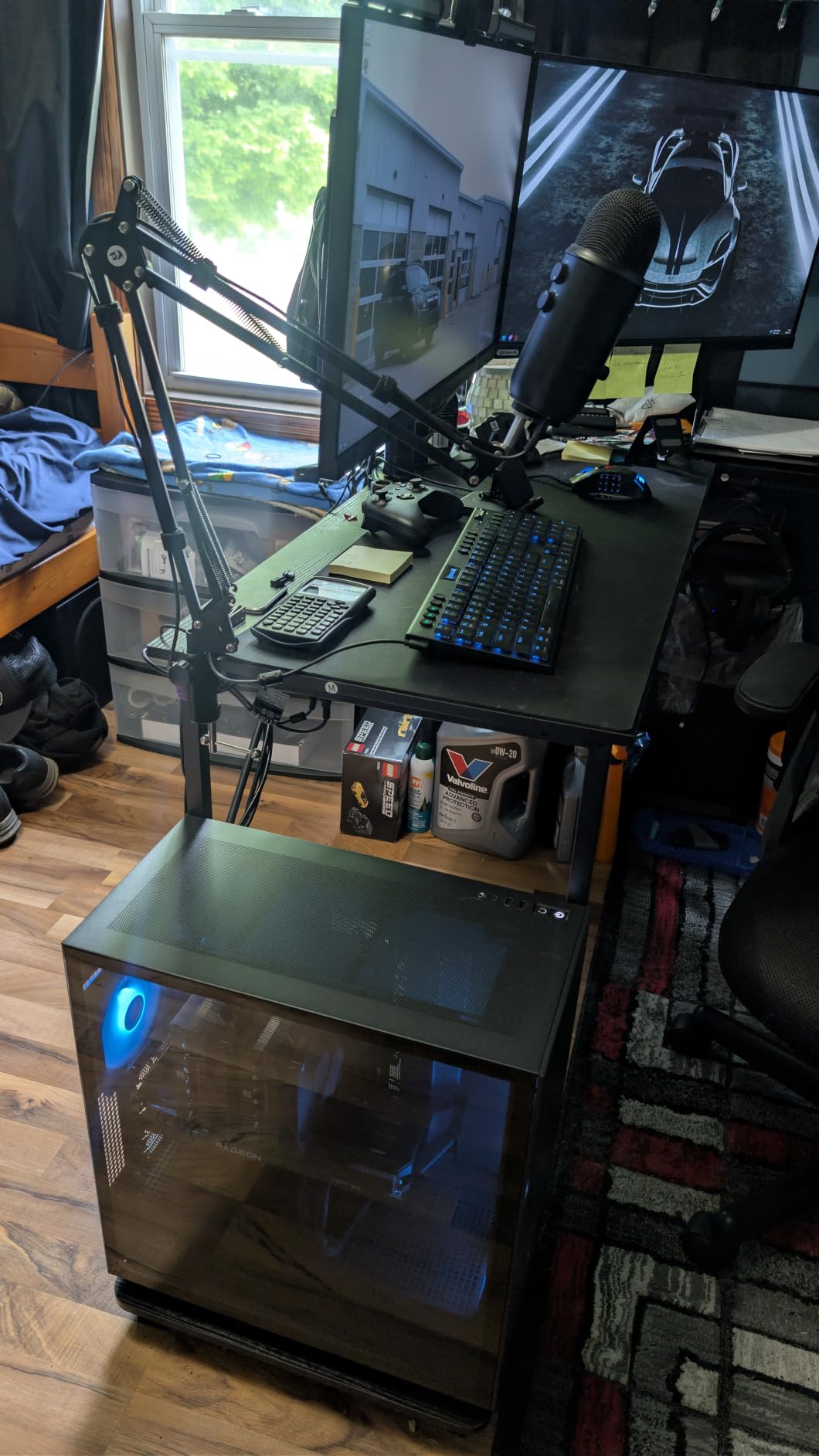 ODK 53 Inch L Shaped Gaming Desk with LED Lighting, Reversible Desk with Power Outlets, Cornor Computer Table with Storage Shelves & Bag & Iron Hook, Home Office Table for Writing, Study, Black customer photo 1