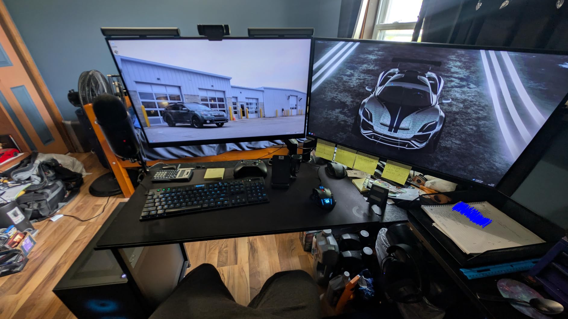 ODK 53 Inch L Shaped Gaming Desk with LED Lighting, Reversible Desk with Power Outlets, Cornor Computer Table with Storage Shelves & Bag & Iron Hook, Home Office Table for Writing, Study, Black customer photo 2