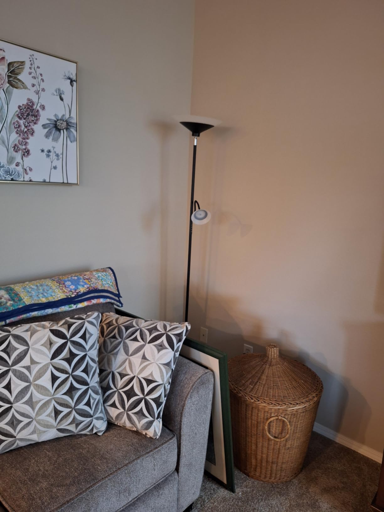 Upgraded 2-in-1 Torchiere Floor Lamp, Dimmable Standing Lamp with Remote & Button Control, 34W Brightness Adjustable Floor Reading Light, Black Modern Corner Lamp for Living Room Bedroom Office customer photo 2