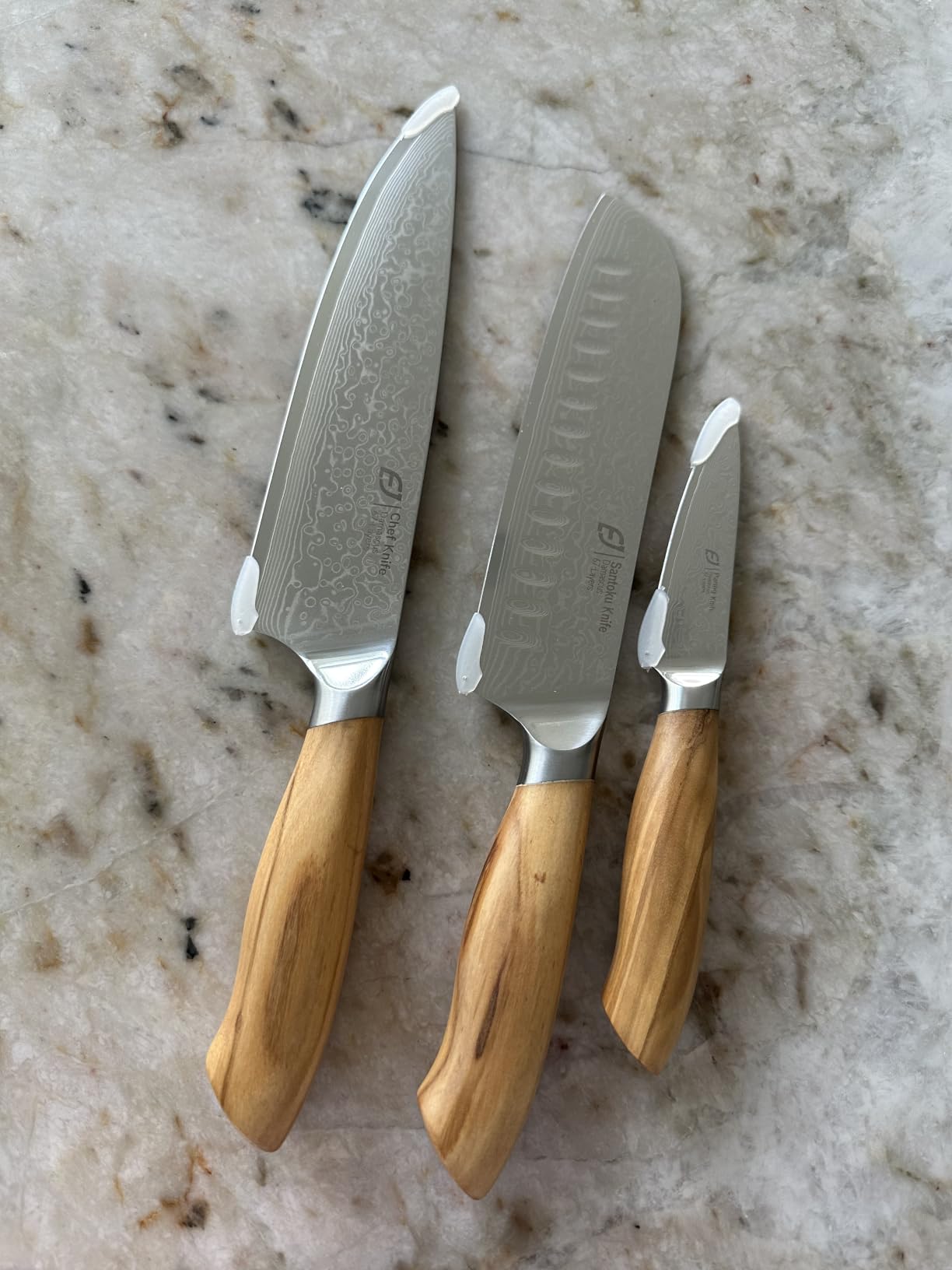 Damascus Chef Knife in Japanese Steel, 67-Layers Damascus Kitchen Knife with Wooden Gift Box and Original Olive Wood Handle, Cooking Knives for Home Kitchen Gift Idea customer photo 1