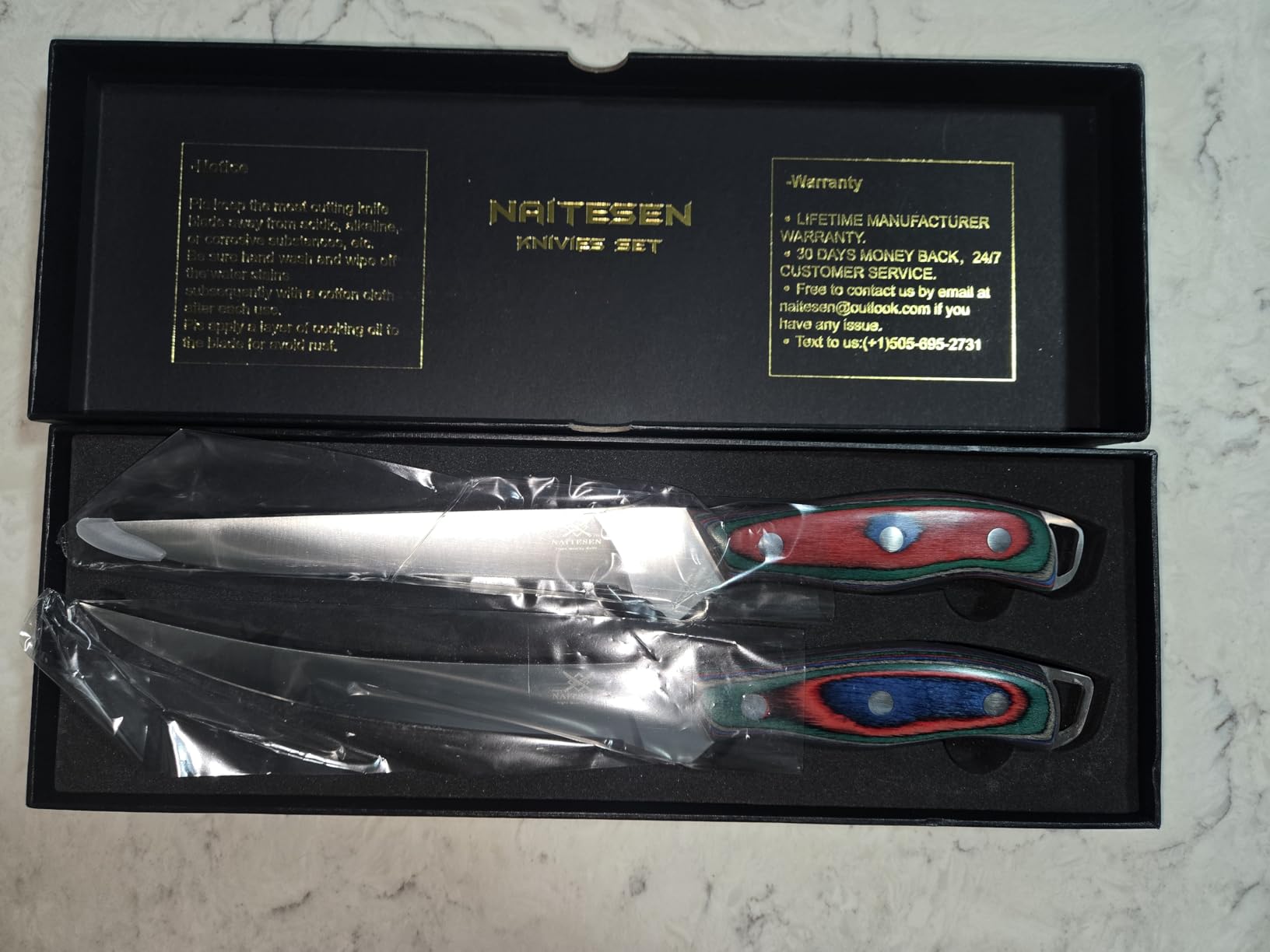 Naitesen Professional Boning Knife and Fillet Knife Set 2 with Gift Box | Super Sharp Outstanding Flexibility 10Cr18Mov High Carbon Steel Full Tang Wooden Handle for Fish Meat Poultry Cutting customer photo 1