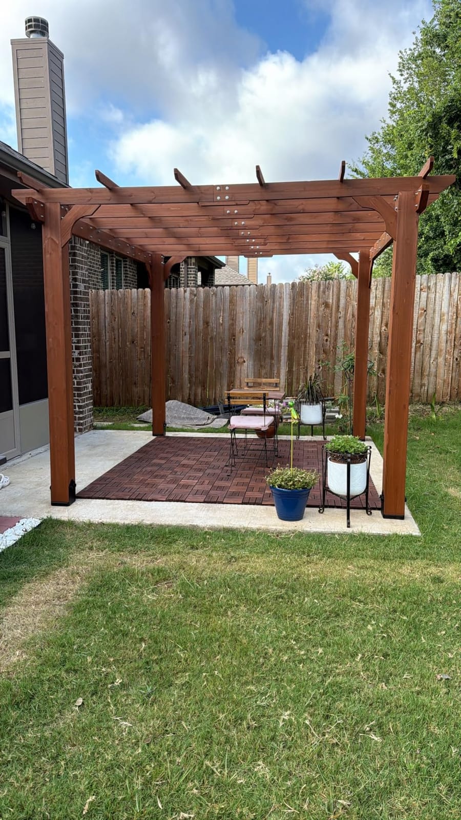 BlueWish 12' x 14' Cedar Wood Patio Pergola with Slatted Trellis Roof, Outdoor Pergola Backyard Gazebo with Solid Structure for Deck Yard Grill Party Garden customer photo 2