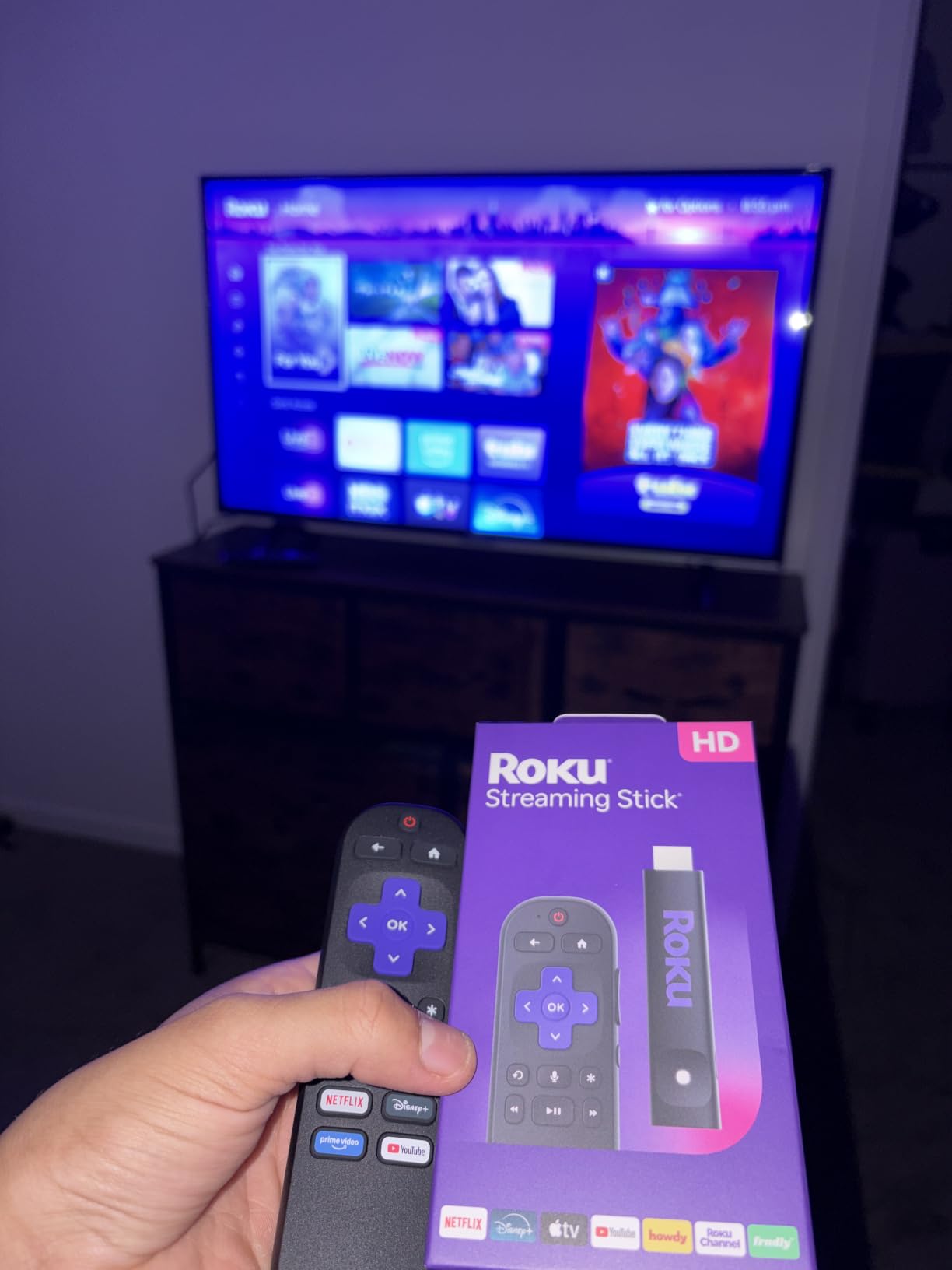 Roku Streaming Stick HD with Voice Remote | Compact 4K Streaming Device for TV with Roku Voice Remote & Long-Range Wi-Fi - Free & Live Local News, Sports customer photo 2