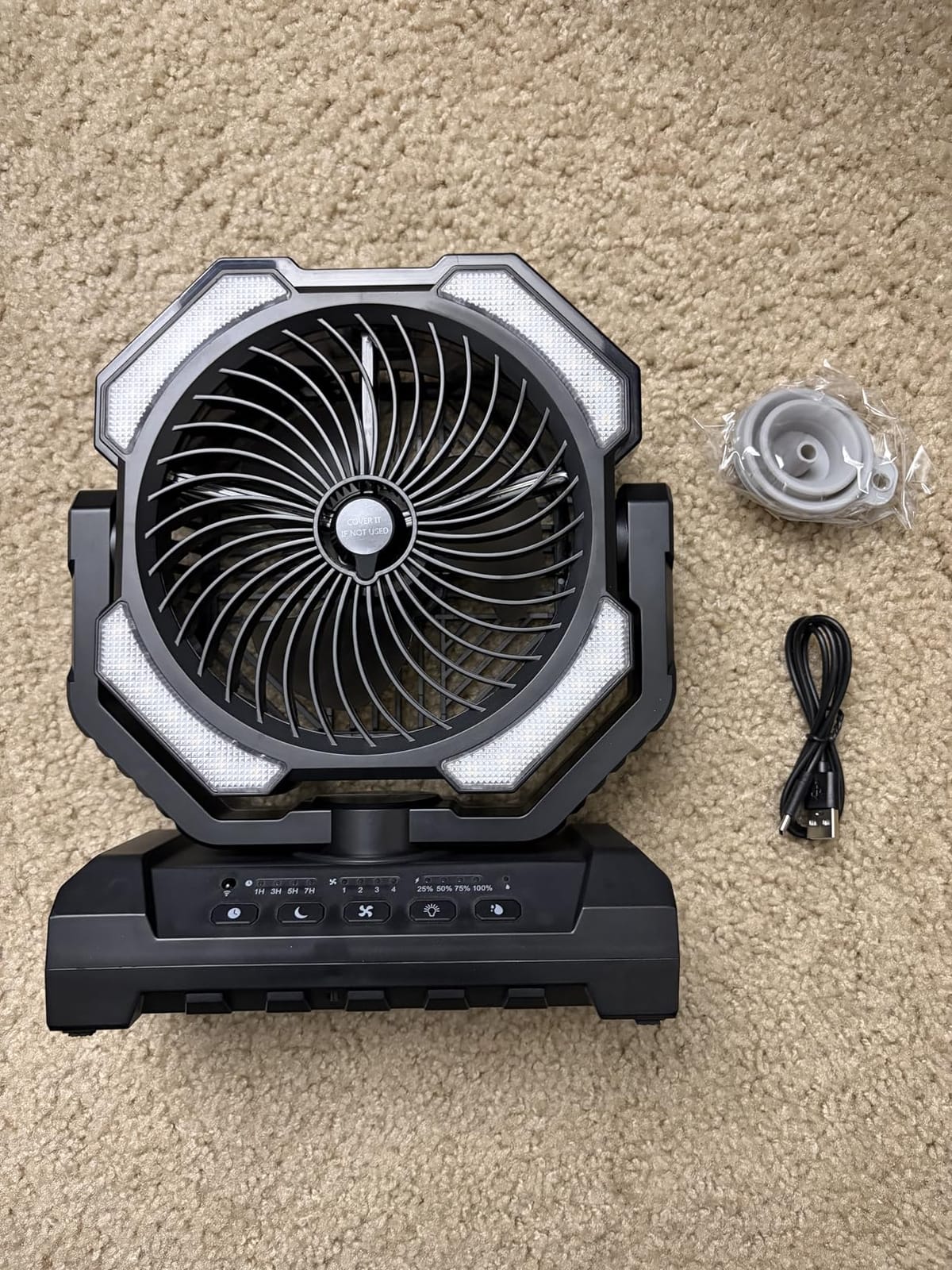 Misting Fan, Portable Camping Fans with 9oz Water Tank, 24000mAh Rechargeable Fan with 4 Speed, Battery Powered Fans with 120H Cooling, Last 5H Mist, 2 Mist Modes, Light, Outsides/Summer Essential customer photo 1
