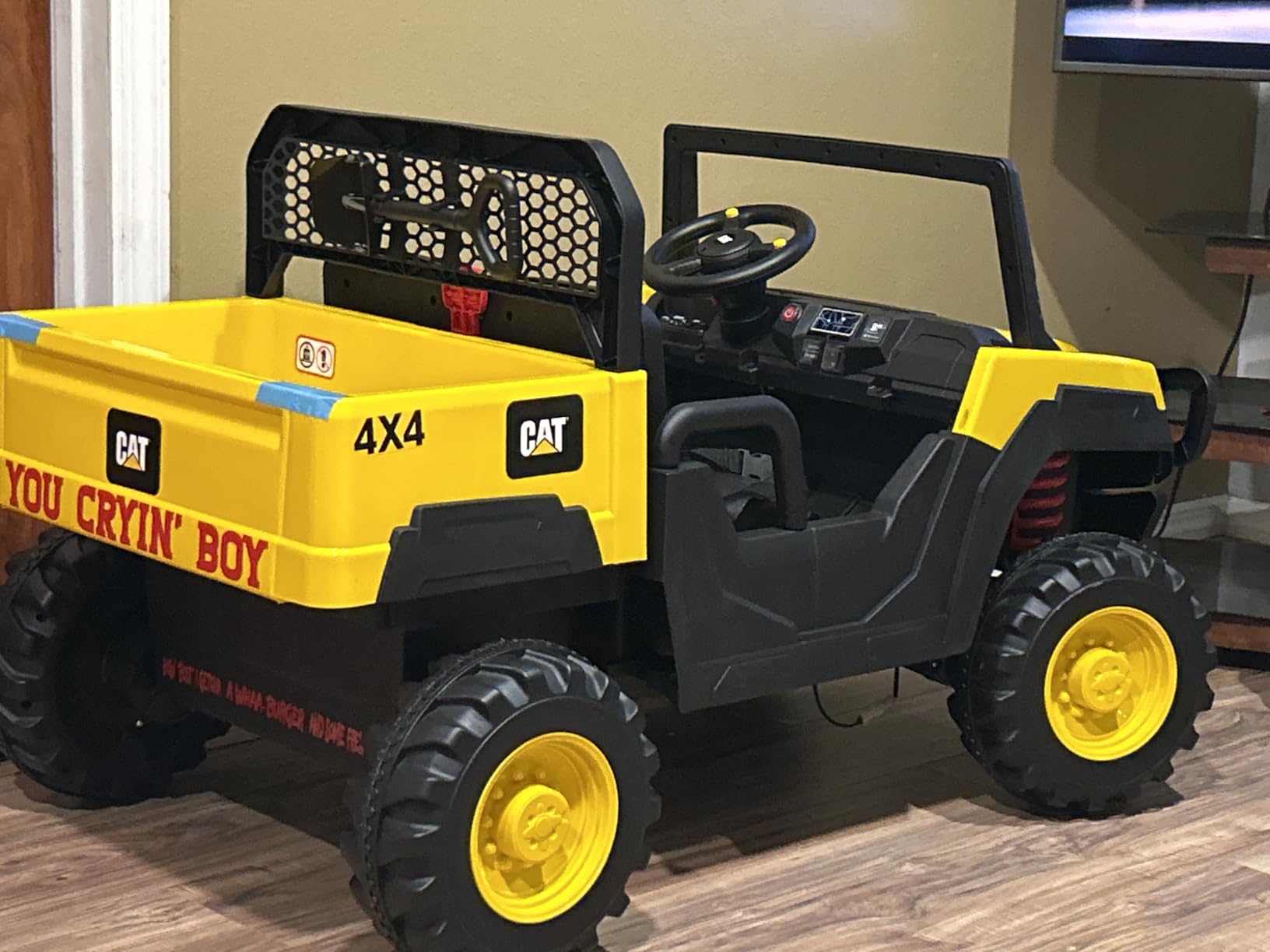 ANPABO Licensed Caterpillar 24V Ride On Toys with Dump Bed and Shovel | 2 seater ride on dump truck, remote control, 4x100w motors, up to 5mph, rear shock absorbers, bluetooth, gift for kids 3-6 customer photo 1