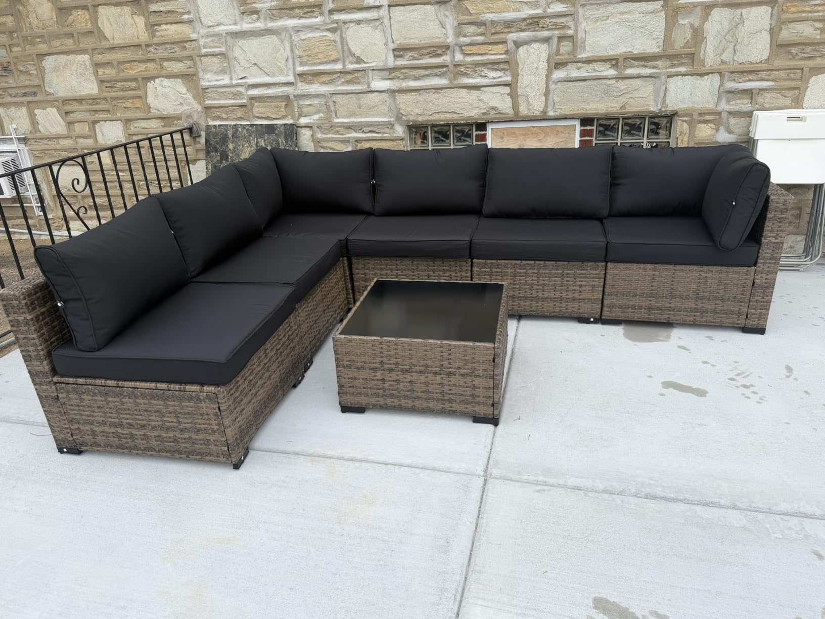 Aoxun Patio Furniture Sets, 7-Piece Outdoor Furniture with Thick Cushions, Wicker Conversation Set Sectional Sofa for Backyard, Poolside, Garden customer photo 1