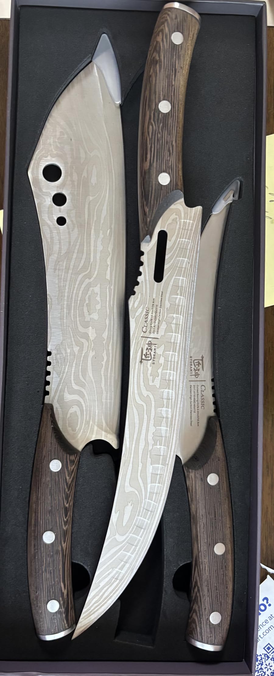 SYOKAMI Butcher Knife Set, Cleaver, Breaking & Boning Knife for Meat & BBQ | Japanese Style High Carbon Steel Kitchen Knives Set for Brisket Slicing, Wenge Wood Full Tang Ergonomic Handle customer photo 1