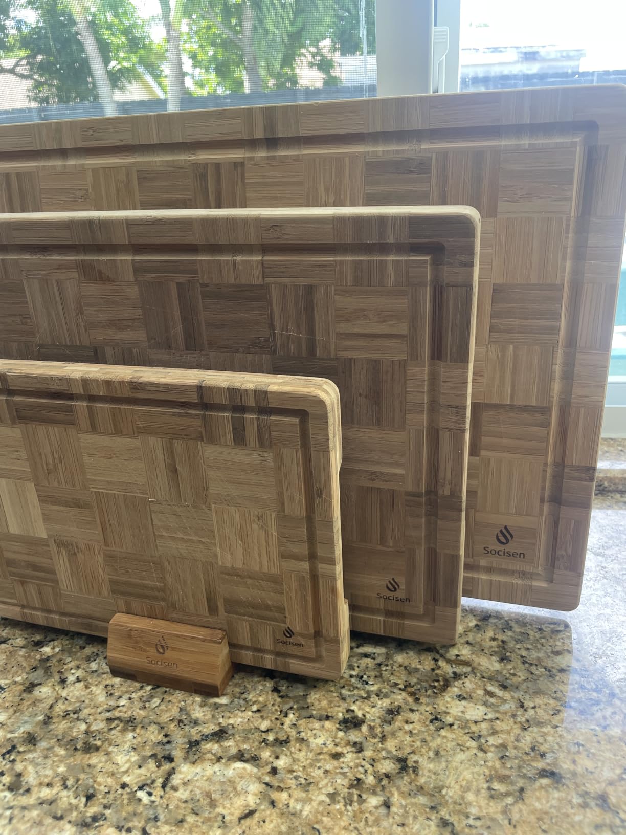 XXX Large Bamboo Cutting Board with Non Slip Feet and Over Sink Butcher Block Chopping Board Nice Solid Thick Wooden Juice Groove Huge Big XXL customer photo 2