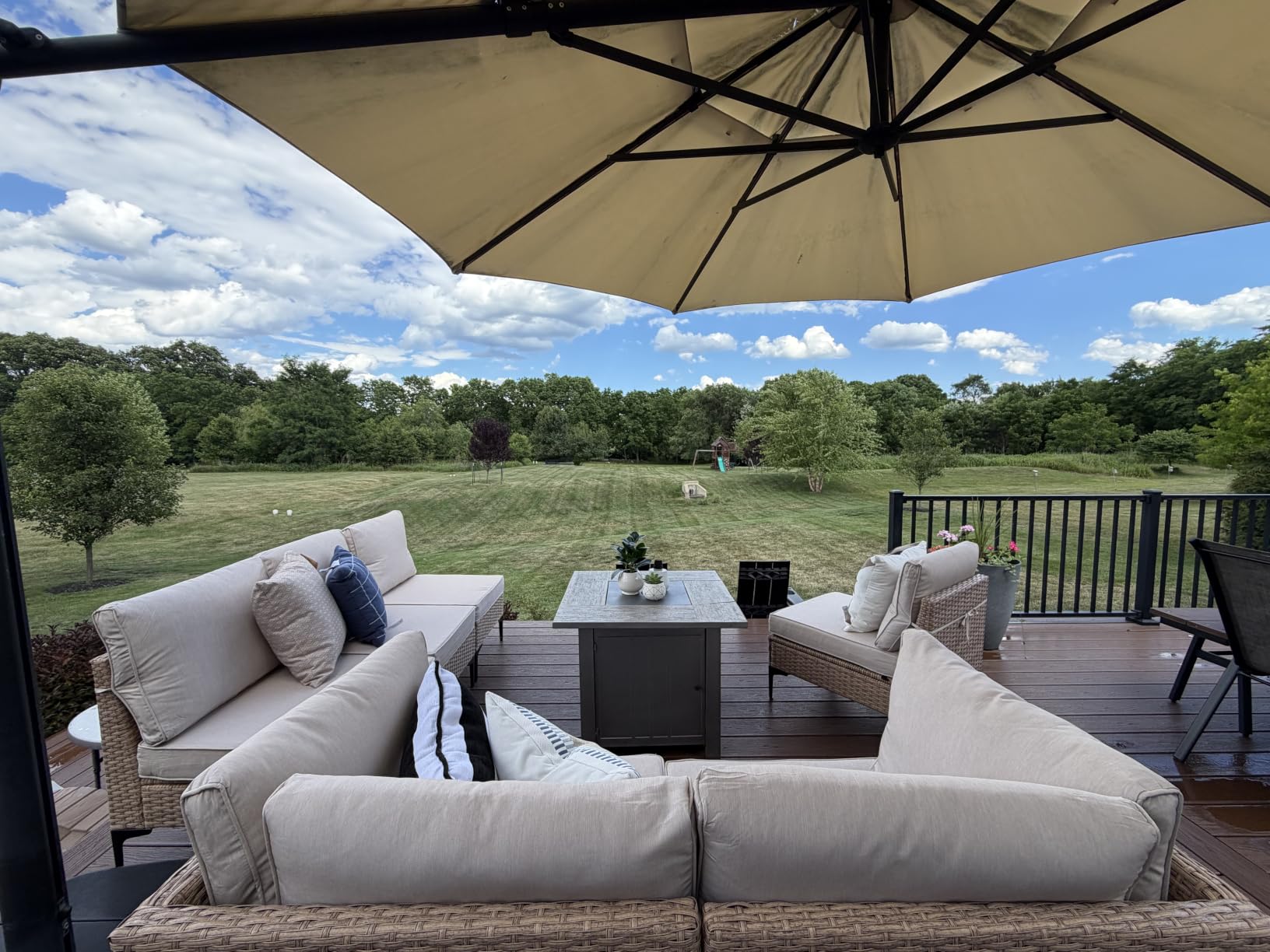 5-Piece Patio Furniture Set, Outdoor Wicker Sectional Sofa with Coffee Table, Anti-Slip & Thick All-Weather Cushions for Party, Garden, Backyard, Beige customer photo 1
