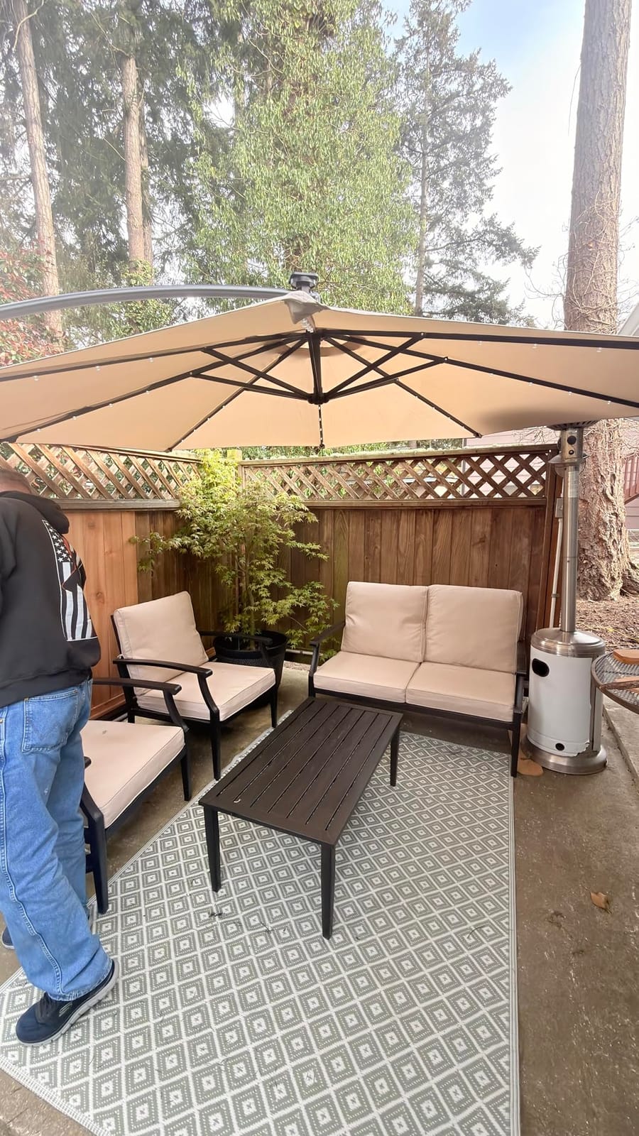 4-Piece Patio Furniture Set, Wider Outdoor Metal Seating Sofa with High Back & Loveseat, Coffee Table, All Weather Metal Conversation Set for Backyard, Poolside, Deck-Beige customer photo 1