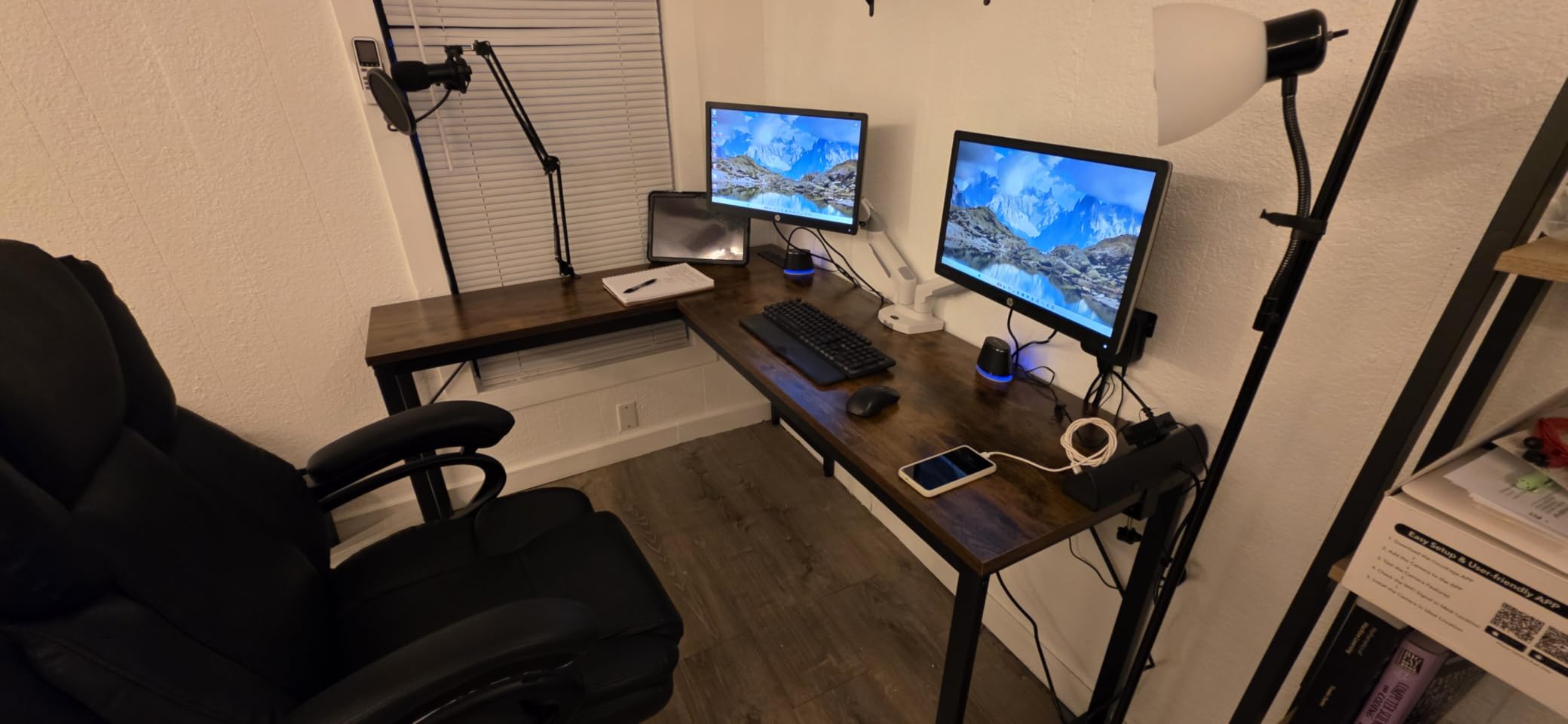 Huuger 63 Inch L Shaped Desk with Power Outlets and USB-C Port, 0.95 Inch Thicker Desktop, Reversible Computer Desk, Larger Office Corner Gaming Desk, Metal Frame, for Home Office, Study, Rustic Brown customer photo 1