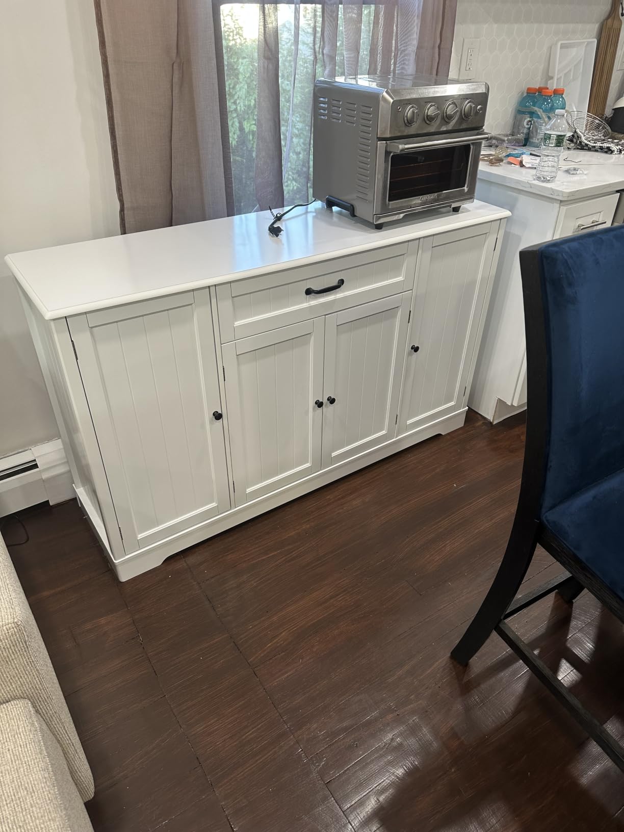 Gizoon Kitchen Sideboard Buffet Cabinet with Storage, Small Coffee Bar Cabinet with Drawer, Kitchen Pantry Storage Cabinet with Door and Shelves for Bathroom and Living Room, Black, Painted customer photo 2