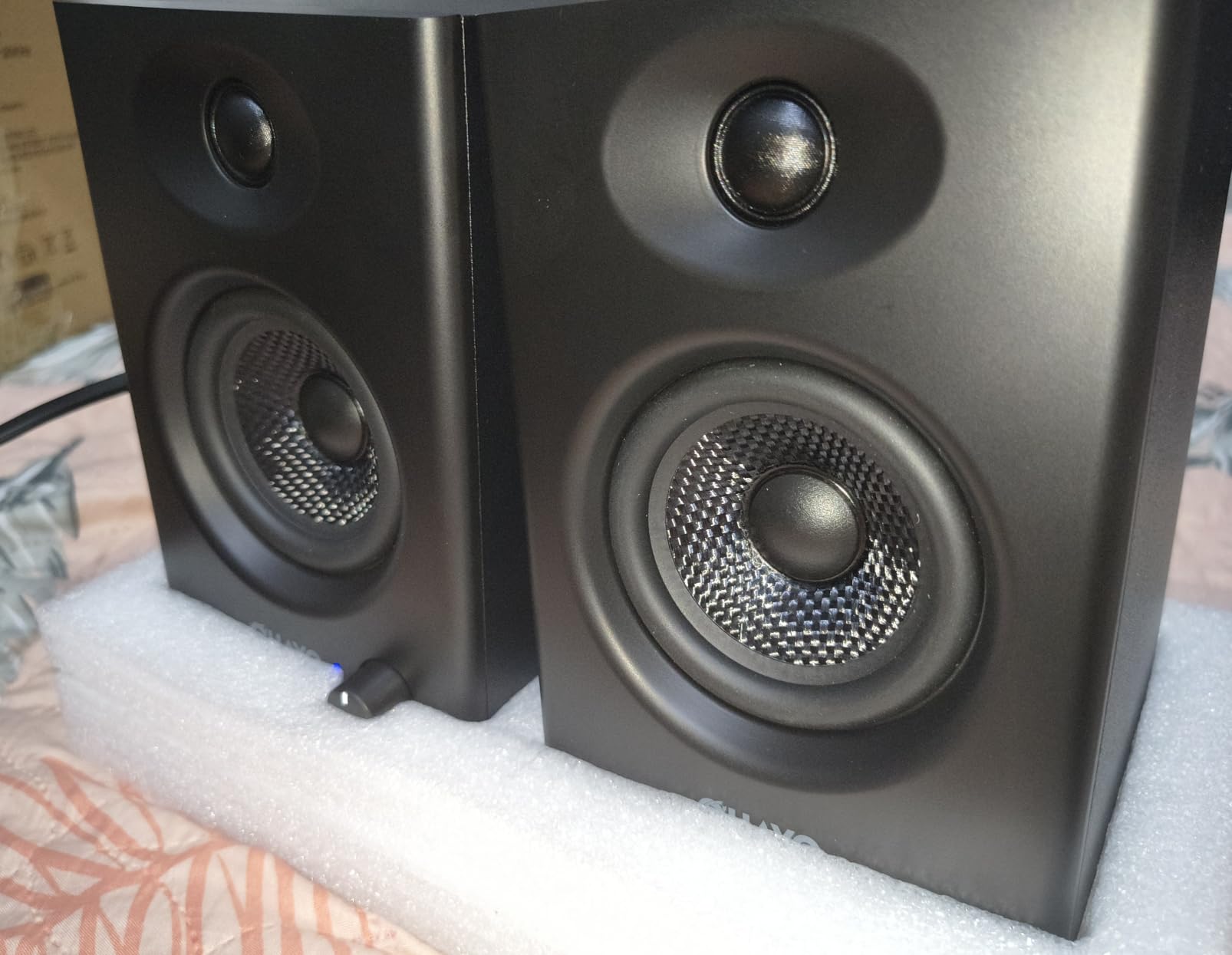 OHAYO 60W Computer Speakers for Music and Gaming, Active Bluetooth 5.3, Stereo 2.0 Speakers for Desktop PC or Laptop, 3.5mm Aux RCA USB Input, 1 Pair, Black customer photo 1