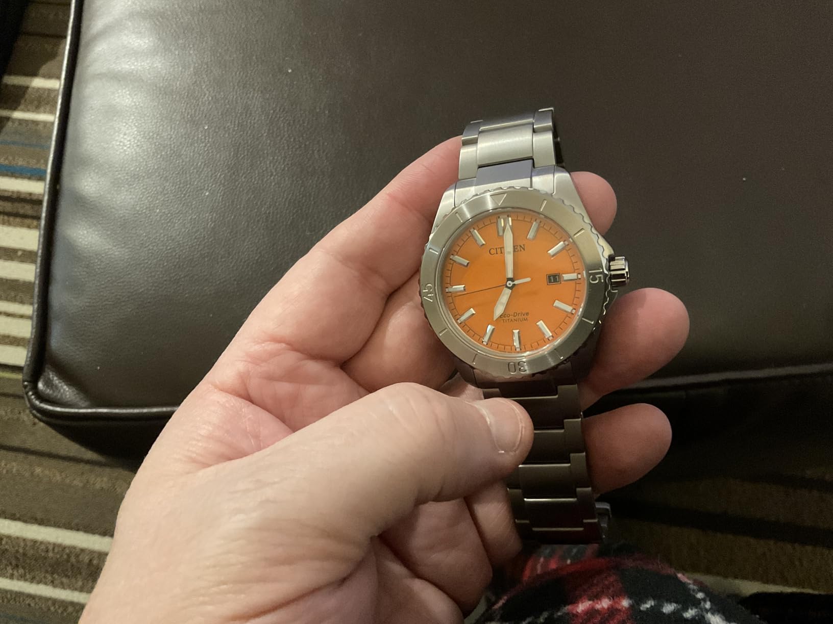 Citizen Men's Eco-Drive Brycen Sport Casual Watch, Silver-Tone Super Titanium Case, 3 Hand, Date customer photo 2